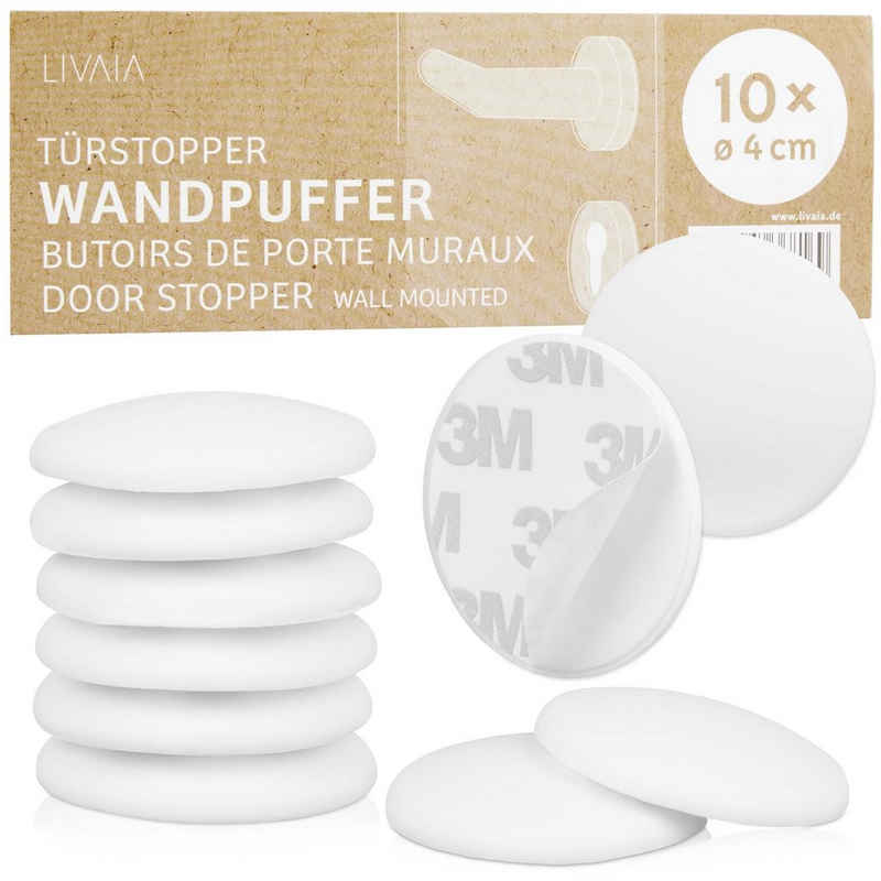 LIVAIA Wandtürstopper Wand-Türstopper Set Weiß: 10X, selbstklebend, 4CM, Weiß Kunststoff