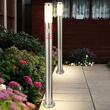 etc-shop LED Außen-Stehlampe, Leuchtmittel inklusive, Warmweiß, 2er Set LED Stand Lampen Bewegungsmelder Außen Beleuchtung Garten Weg