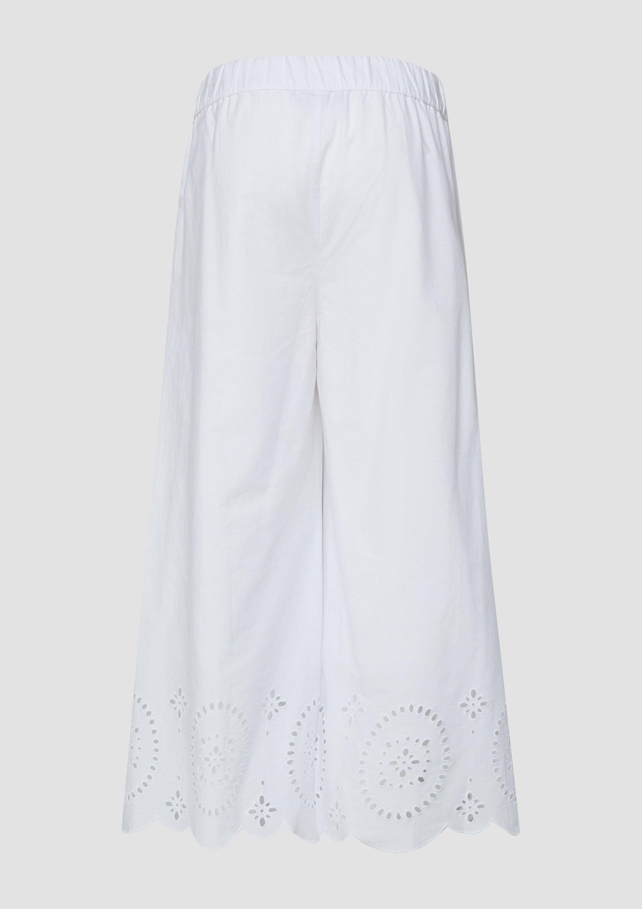 s.Oliver Culotte Hose Wide-Leg-Culotte mit Lochstickerei