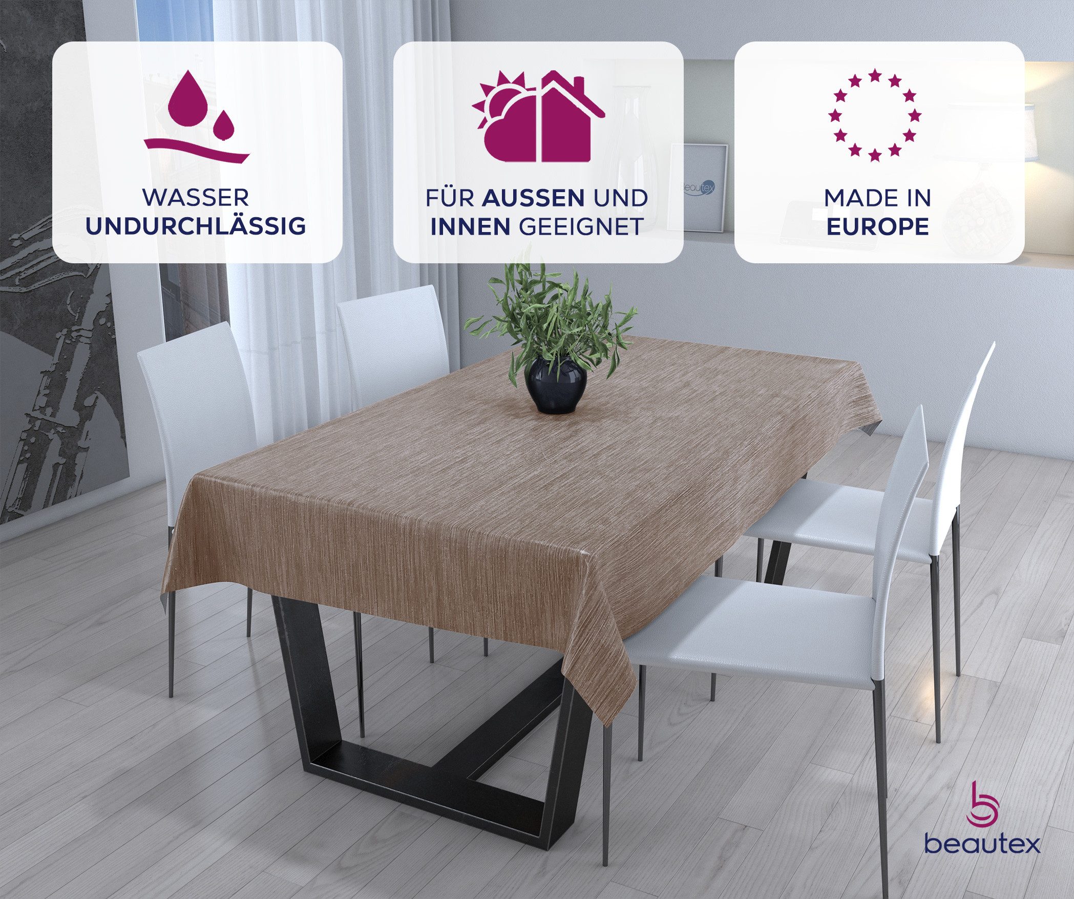 Beautex Tischdecke Wachstuchtischdecke Meterware abwaschbar fleckenabweisend aus PVC (1-tlg), Wasserundurchlässig, Zuschneidbar, Pflegeleicht, Oberflächenversie – Bild 3 von 5