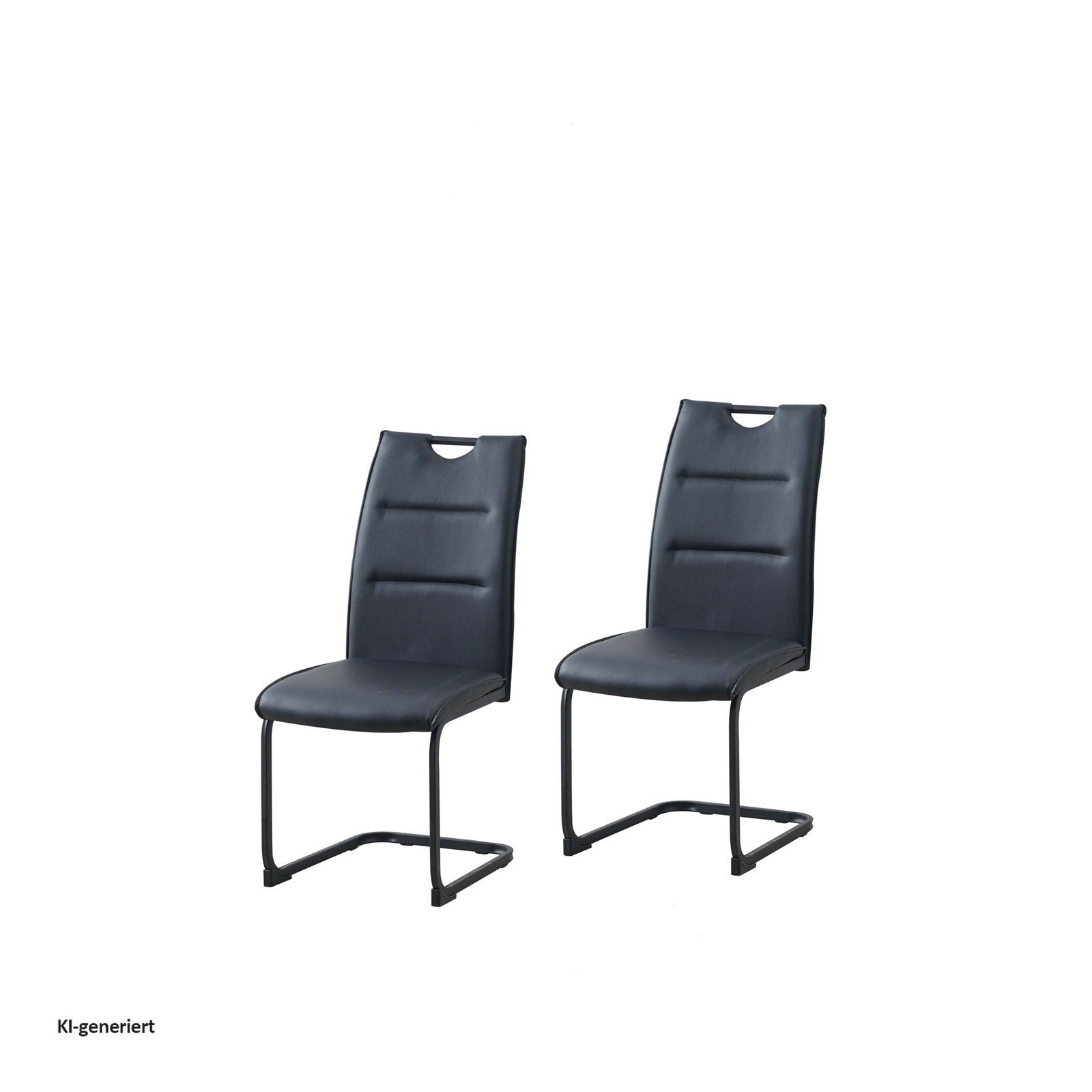 HTI-Line Freischwinger Schwingstuhl 2er Set PU schwarz DannyP (Set, 2 St), Freischwinger Esszimmerstuhl Kunstleder