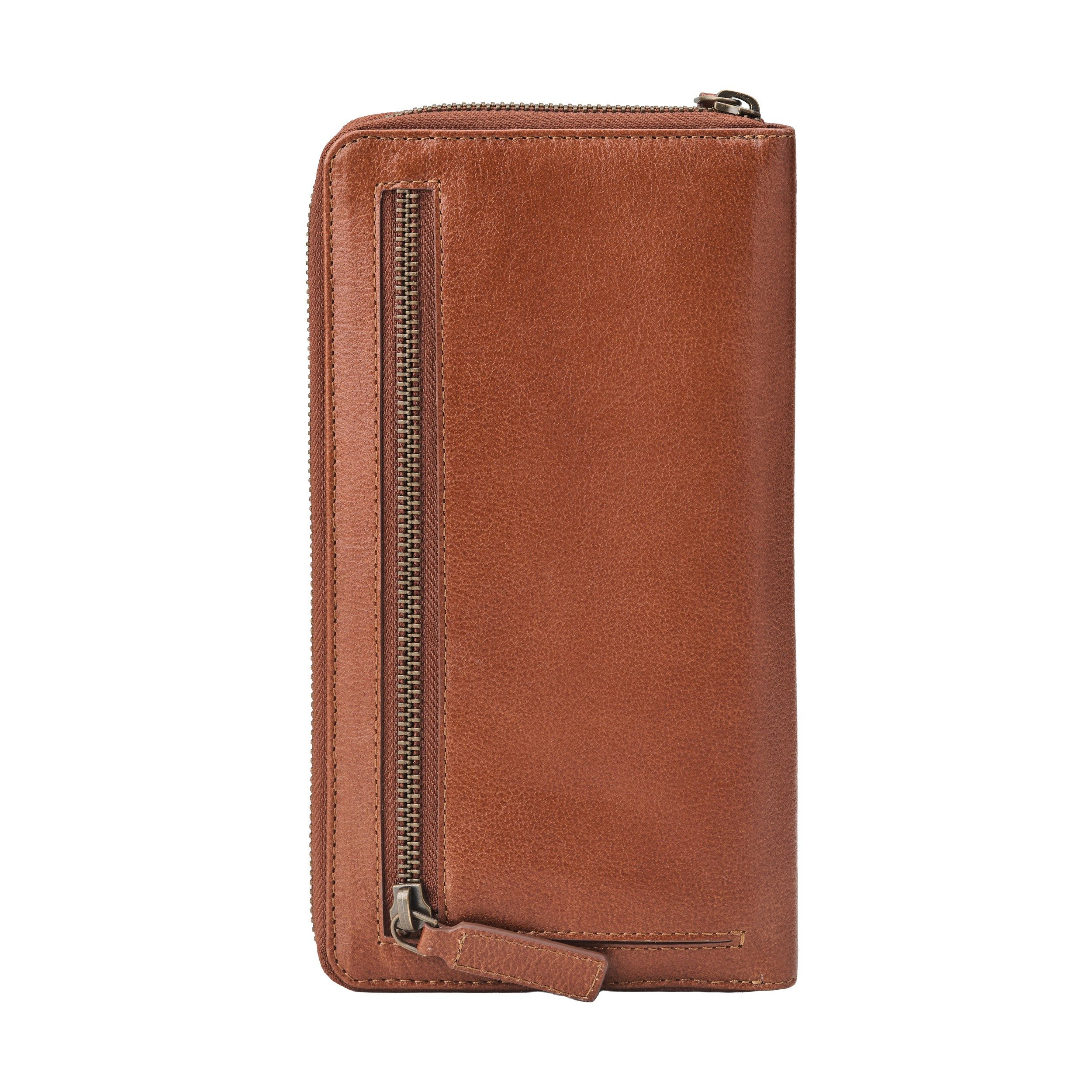DRAKENSBERG Brieftasche Reisegeldbeutel »Travis« Kastanien-Braun, Herren, Leder Reise-Organizer, groß, RFID-Schutz, YKK-Reißverschluss – Bild 4 von 5