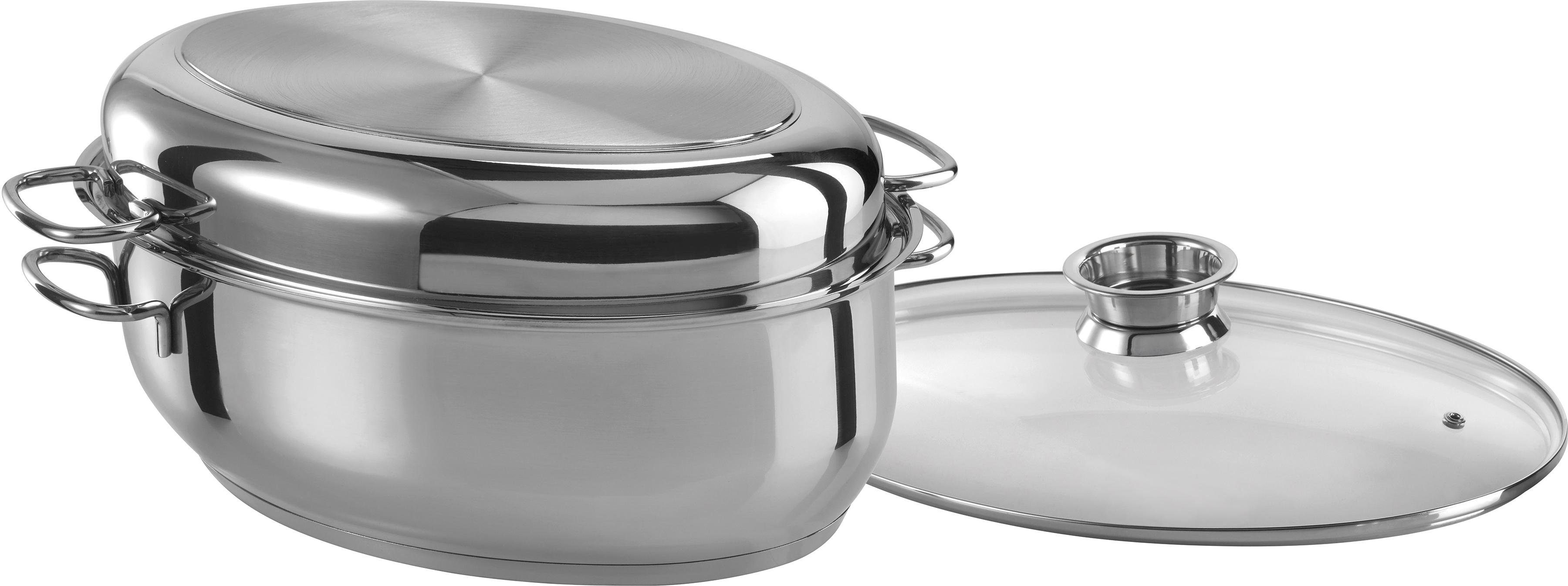 GSW Каструлі жаровні, Edelstahl 18/8 (Set, 3-tlg., 1 Каструлі жаровні, 2 Deckel), Induktion