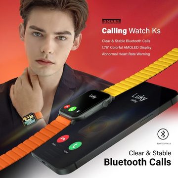 Kieslect Smartwatch (1,78 Zoll, Android, iOS), Bluetooth-Anruf,IP68 Wasserdicht, mit Herzfrequenz SpO2, Schlafmonitor