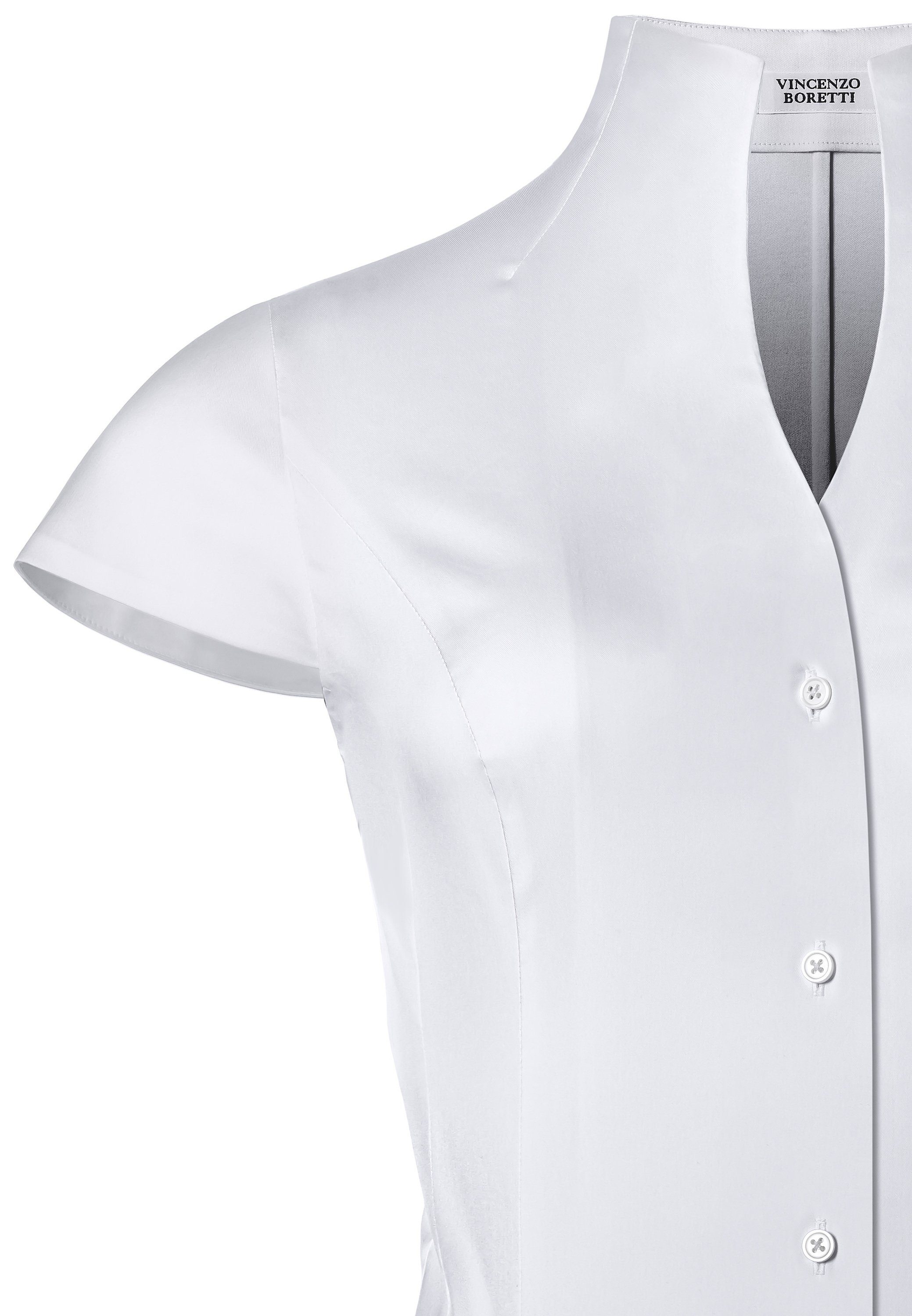 Vincenzo Boretti Klassische Bluse tailliert stretch Kelchkragen Kurzarm günstig online kaufen