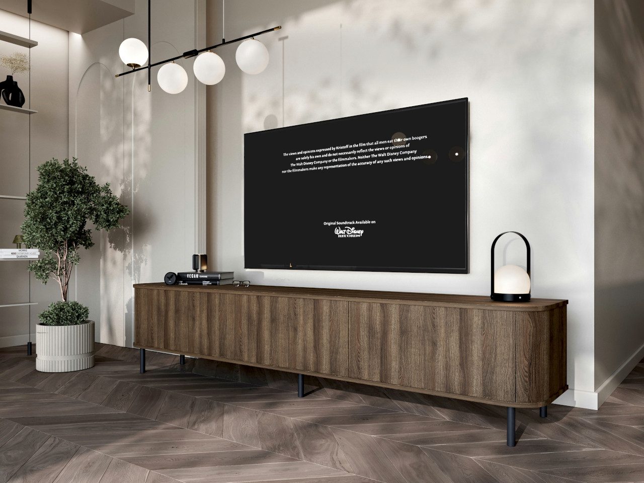 MOEBLINE TV Lowboard Kommode AZILLO 215N eiche barock mit schwarzen Füßen