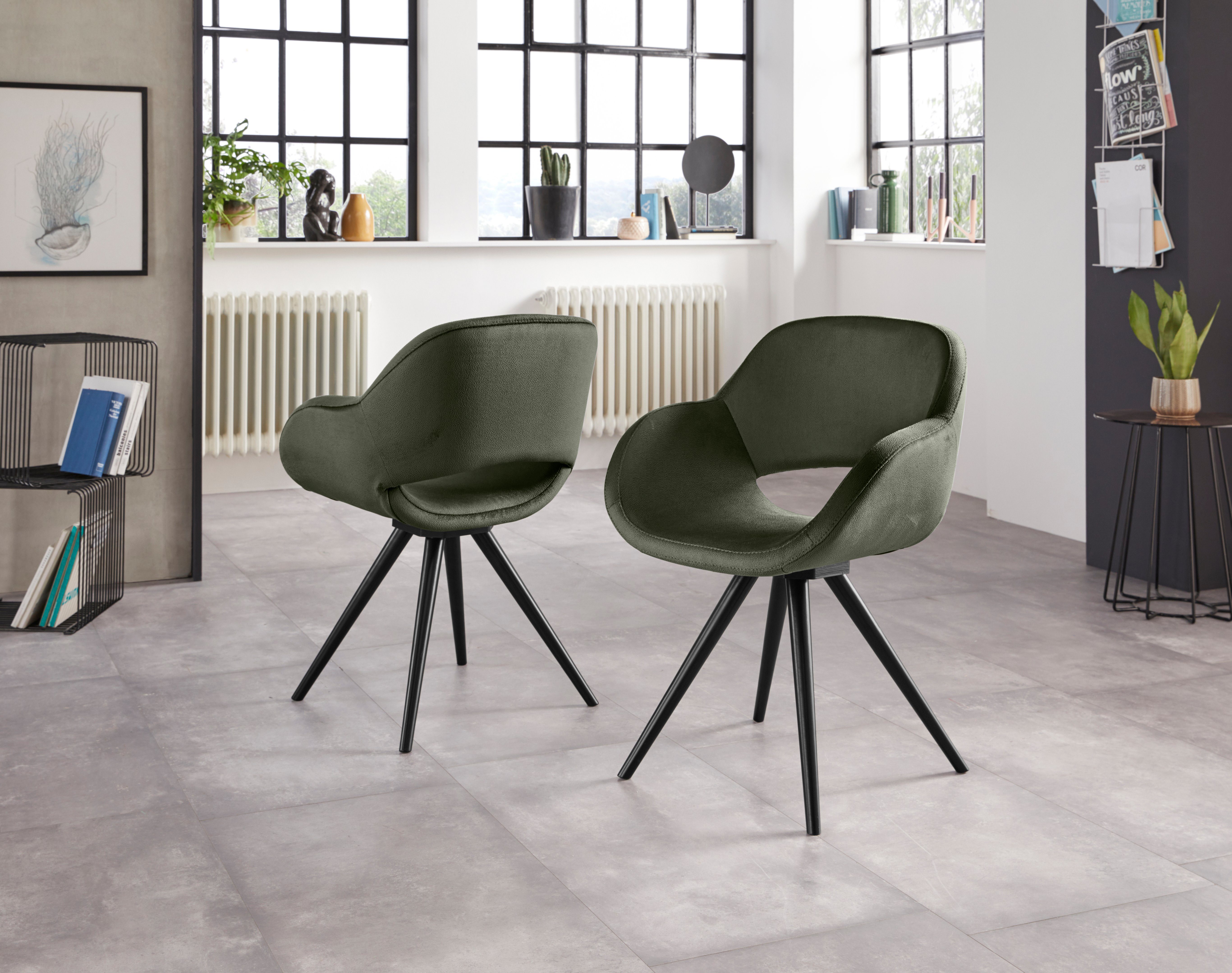 INOSIGN Armlehnstuhl Aurora (Set, 2 St), Gestell aus Massivholz Buche in schwarz lackiert