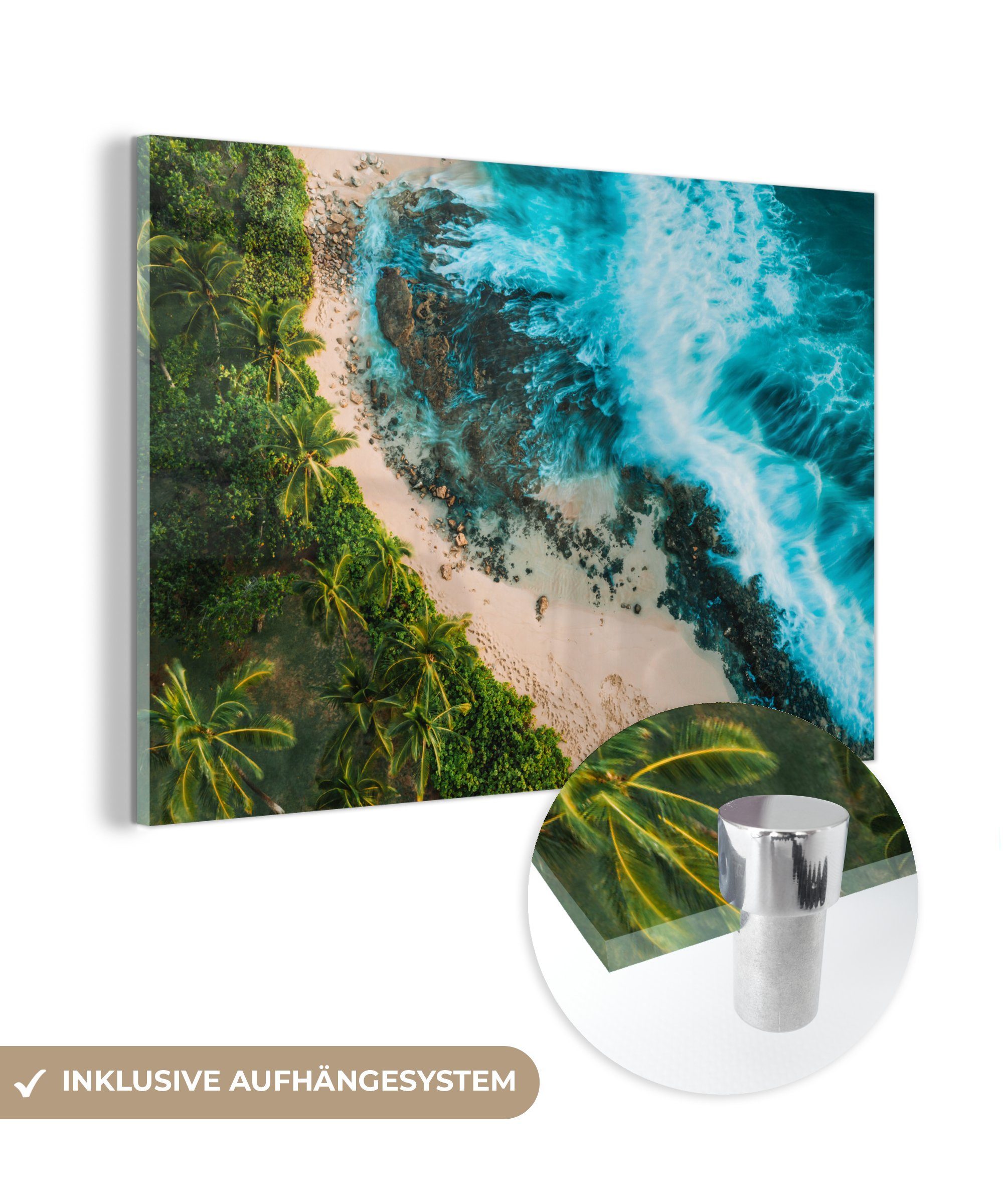MuchoWow Acrylglasbild Strand von Hawaii, (1 St), Acrylglasbilder Wohnzimmer & Schlafzimmer
