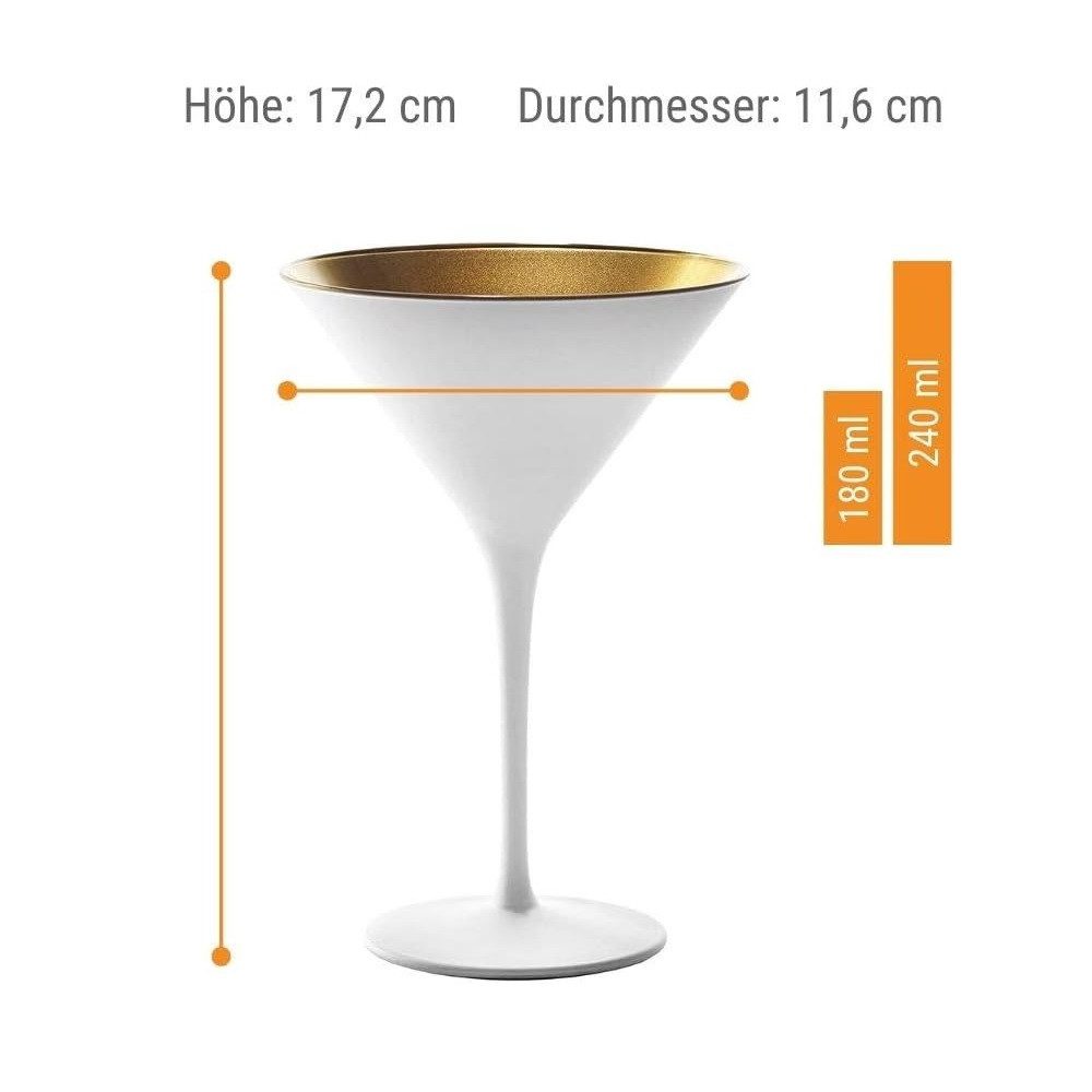Stölzle Cocktailglas Stölzle Lausitz Elements Cocktail Weiß-Gold (6er), Kristallglas