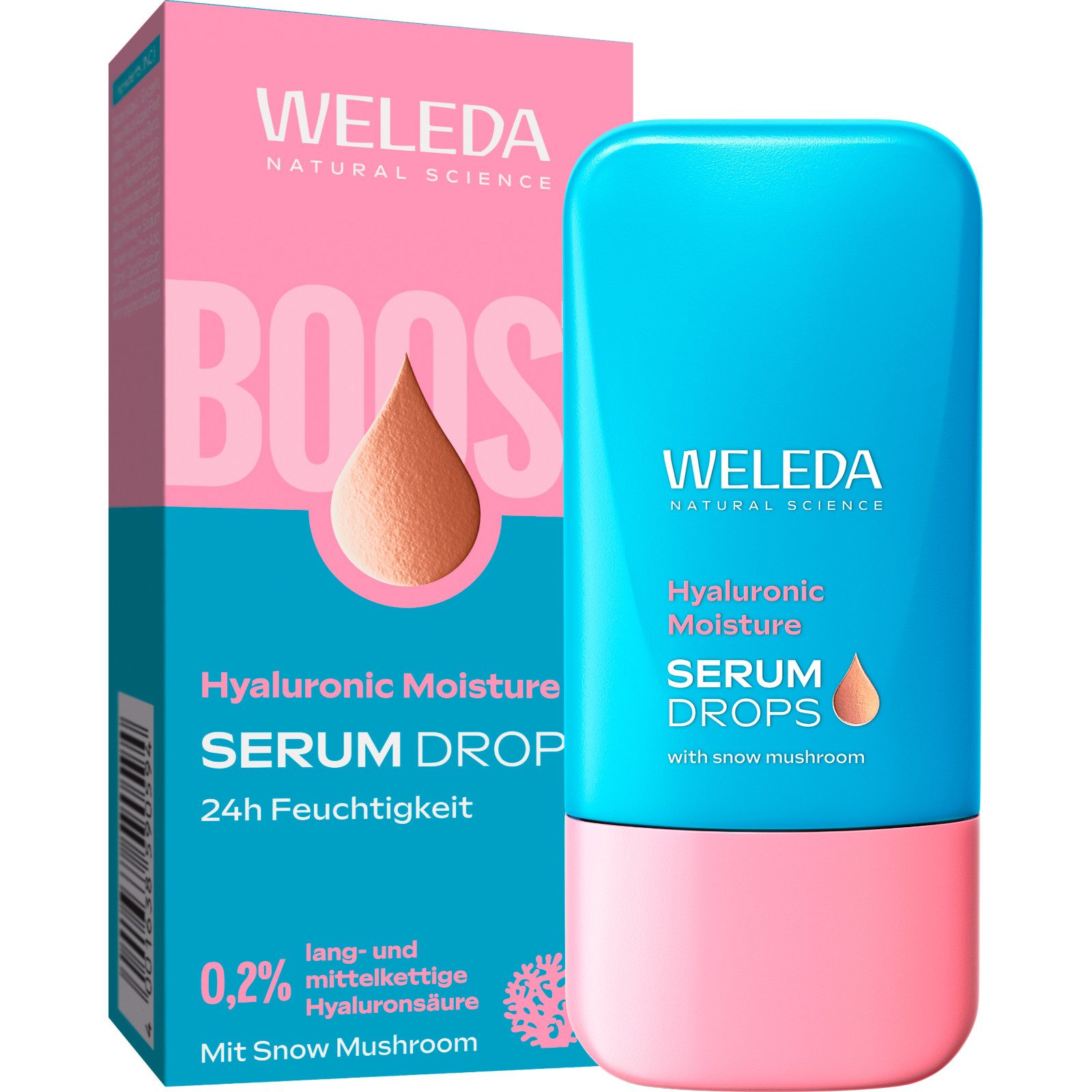 WELEDA Gesichtsserum HYALURONIC MOISTURE SERUM DROPS, Intensive Feuchtigkeit, frischer Glow für gepflegte, pralle Haut