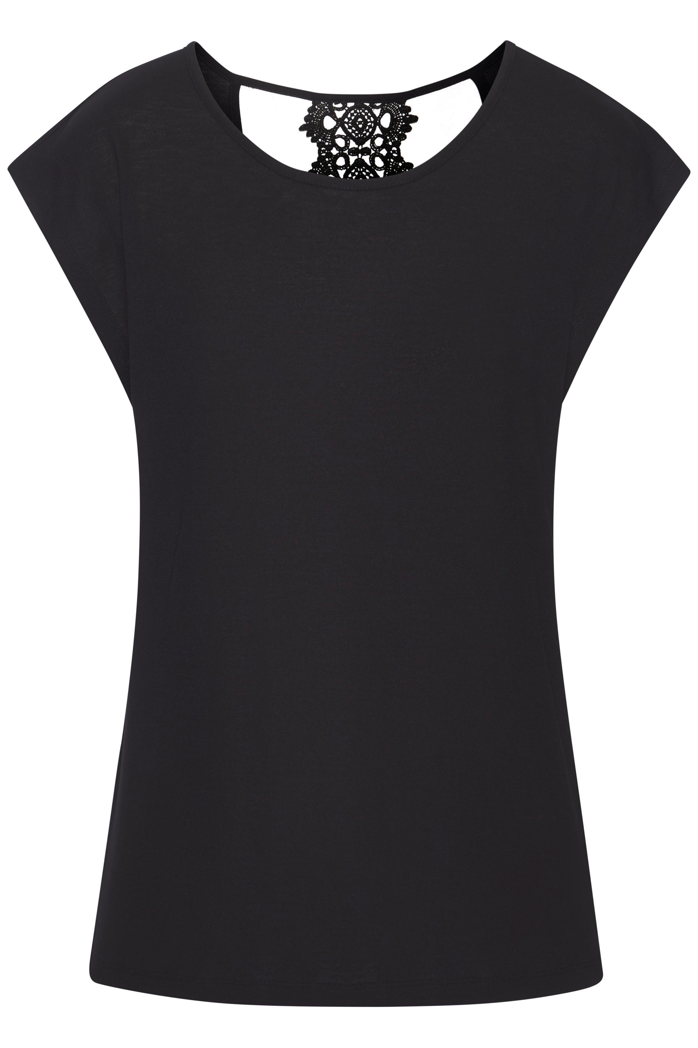 LASCANA Kurzarmshirt, mit Spitzendetail im Rücken, bequemes T-Shirt aus Jer günstig online kaufen