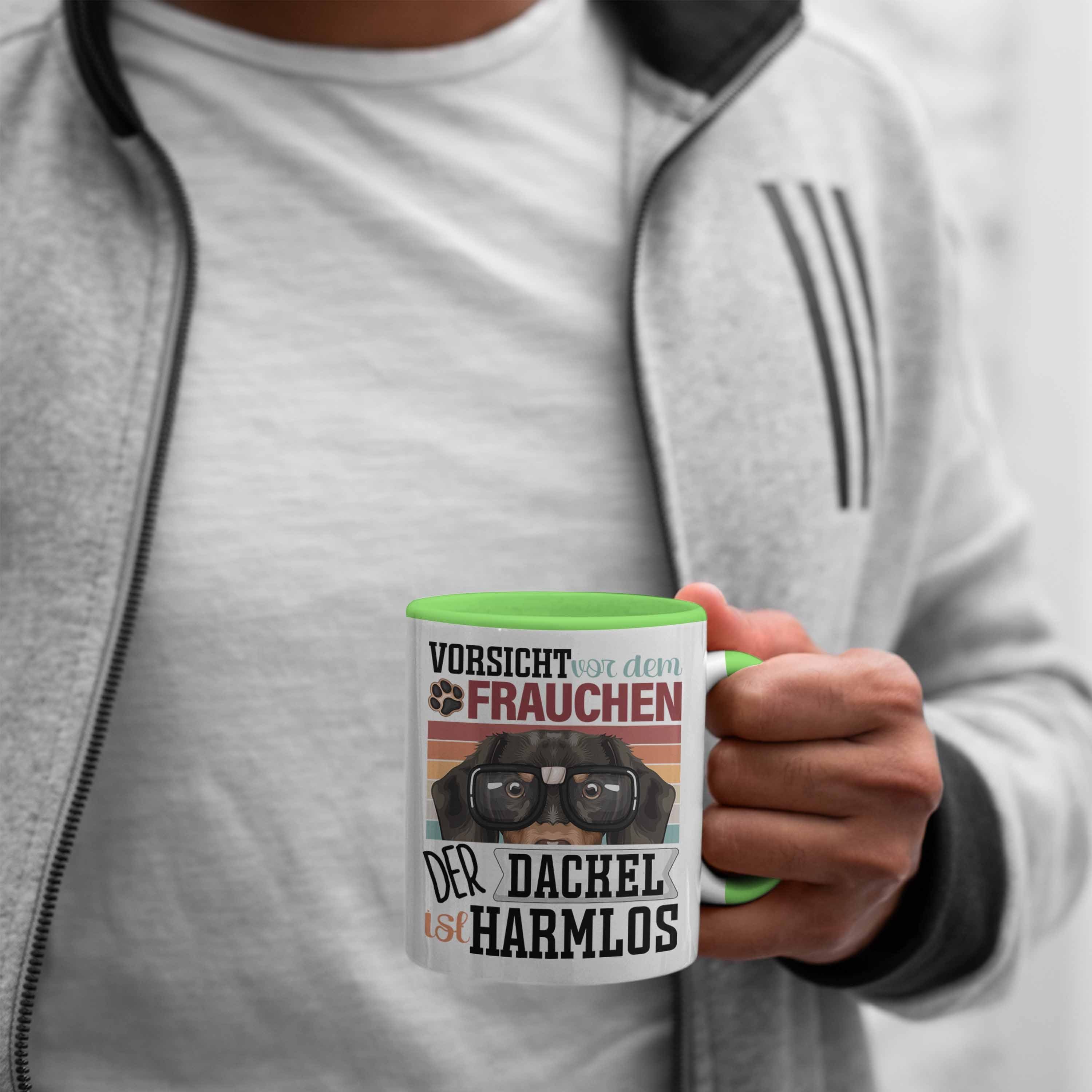 Trendation Tasse Dackel Lustiger Besitzerin Frauchen Geschenk Tasse Geschenkidee Spruch Grün