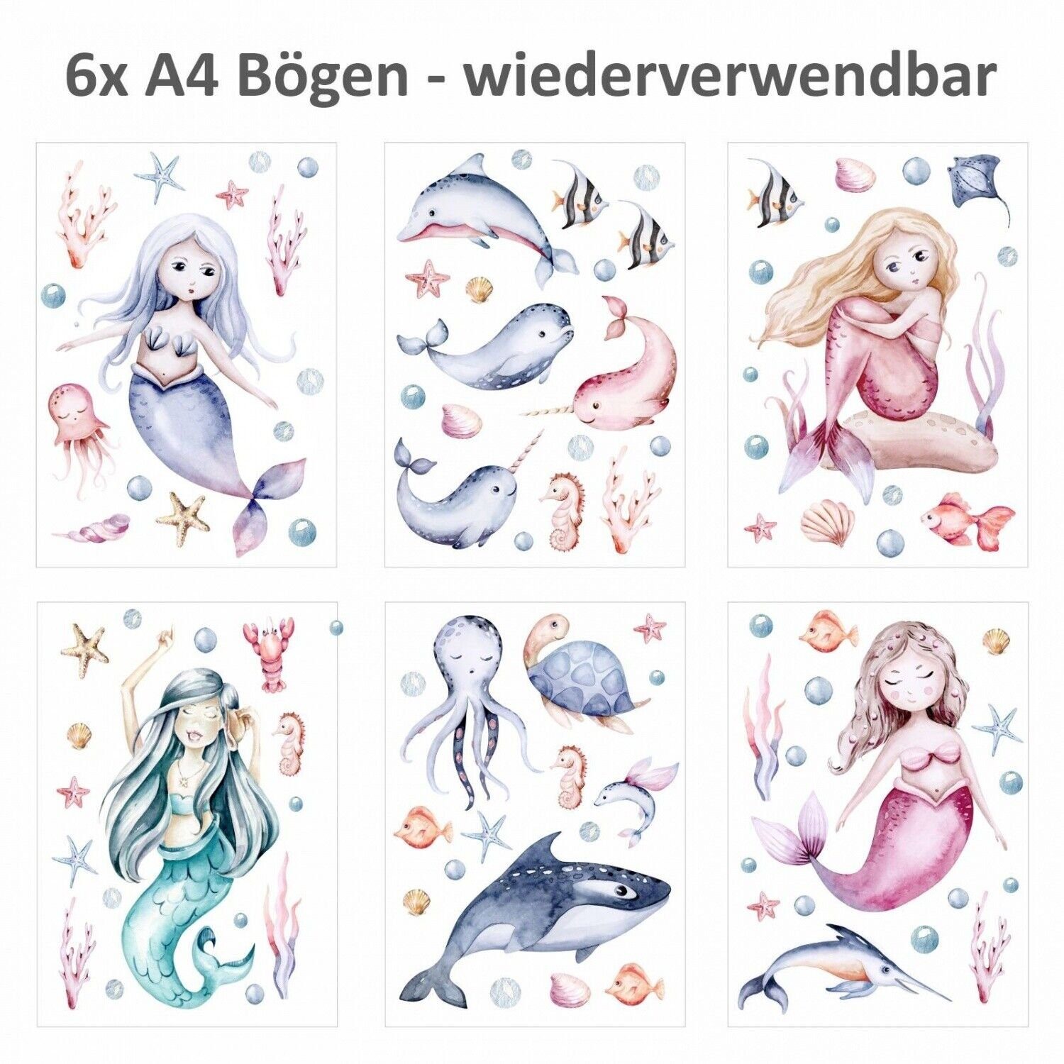 nikima Fensterbild Fensterbilder Meerjungfrauen selbstklebend