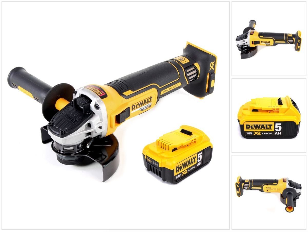 DeWalt Winkelschleifer DCG 405 Akku + Akku 5,0Ah - Winkelschleifer 18V N 125mm Brushless 1x