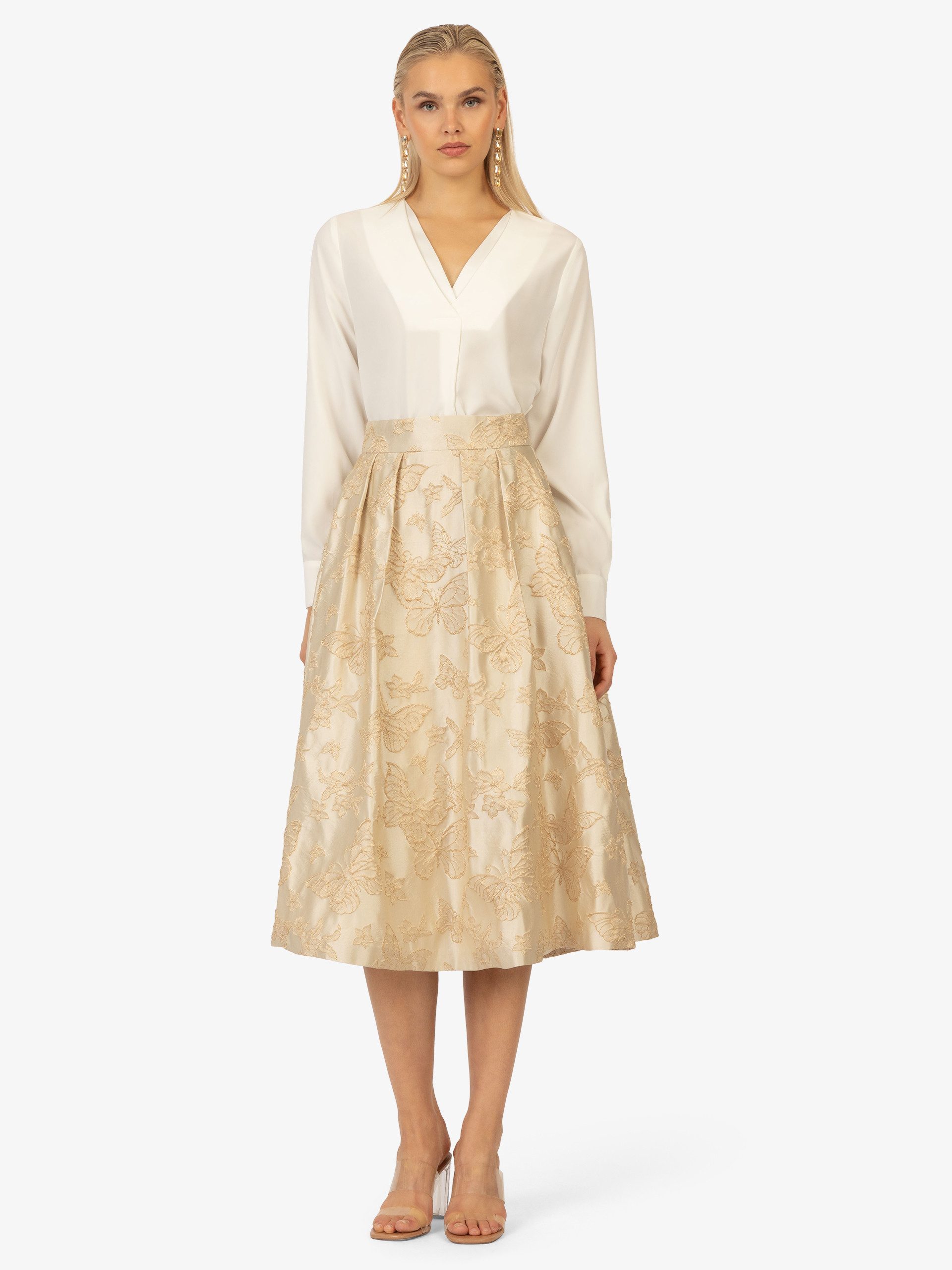 Kraimod Midirock mit Jacquardmuster in schwingender Midi-Länge günstig online kaufen