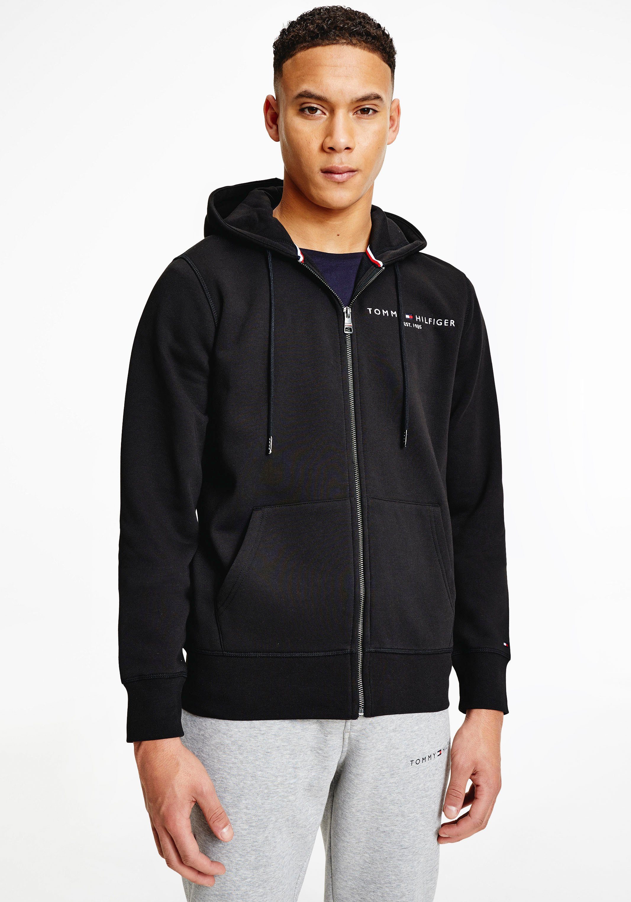 Tommy Hilfiger Kapuzensweatjacke TOMMY LOGO ZIP THROUGH mit vielen TH-Details desert sky