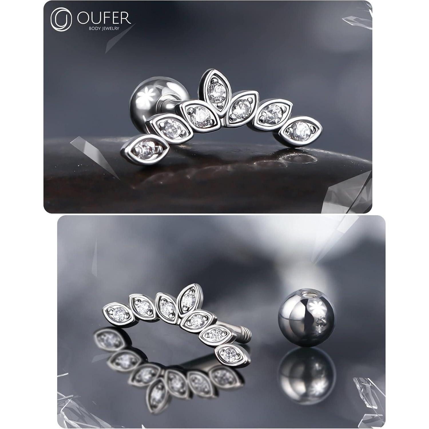 OUFER Nasenpiercing Ohrpiercing Helix Septum Ring Silber Chirurgenstahl 16G Clicker Conch