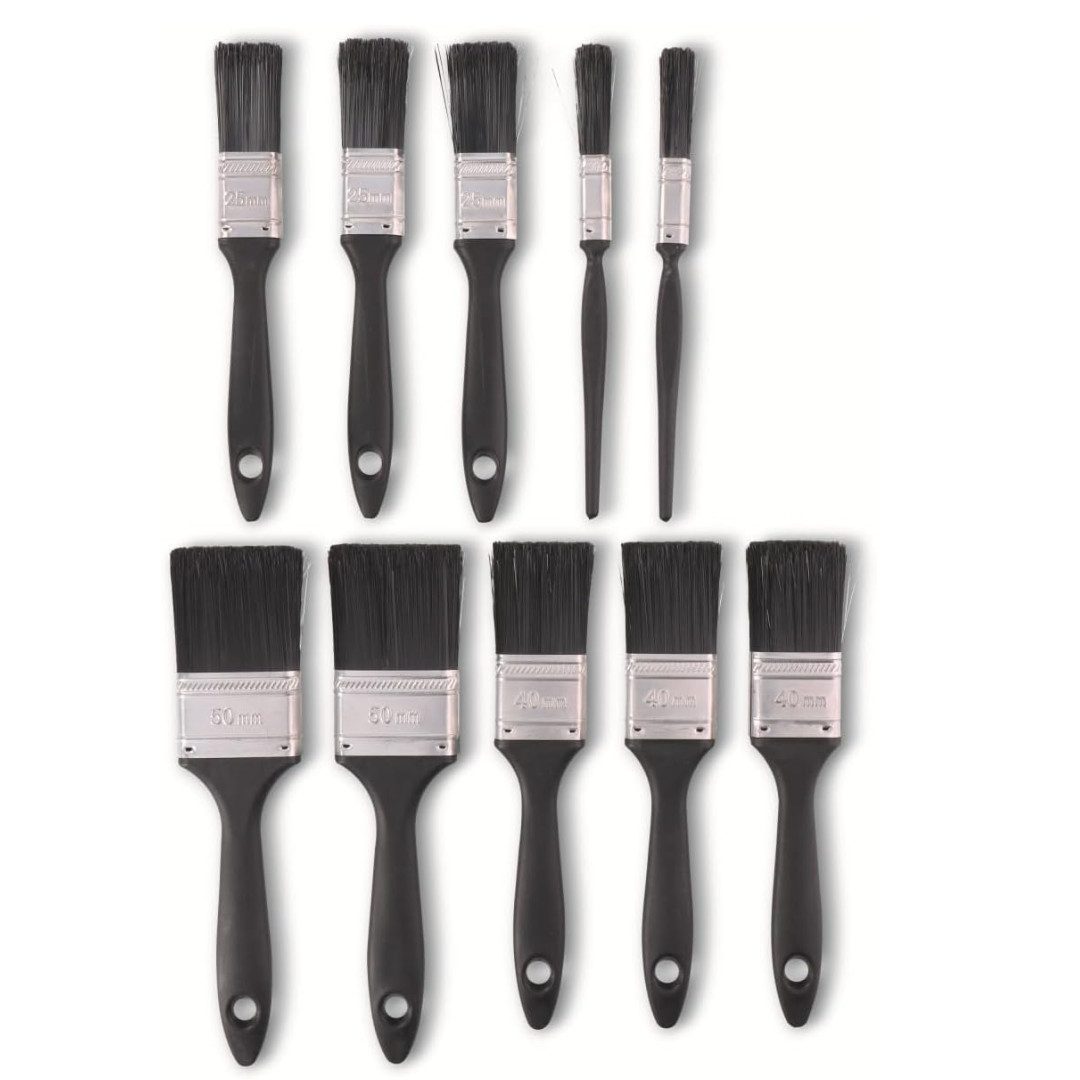 Kinzo Lasurpinsel Pinsel Set 10-tlg Schwarz Flachpinsel Kinzo Lasurpinsel Malerpinsel, (10 St), Synthetikfasern mit hoher Formstabilität