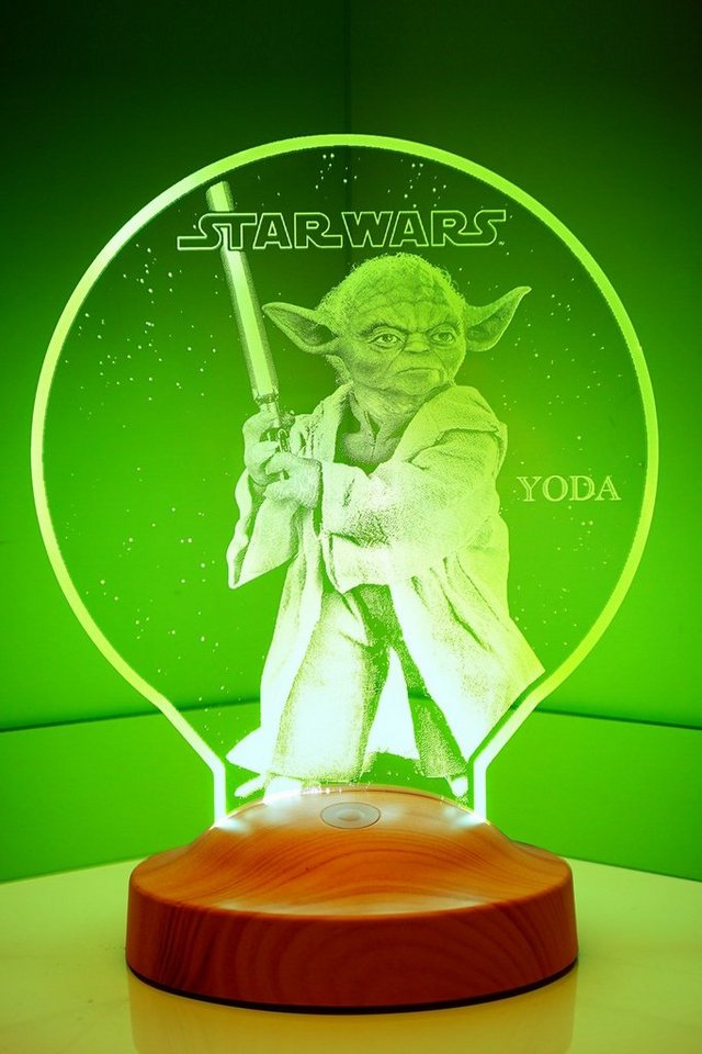 Geschenkelampe LED Nachttischlampe Star Wars Meister Yoda 3D