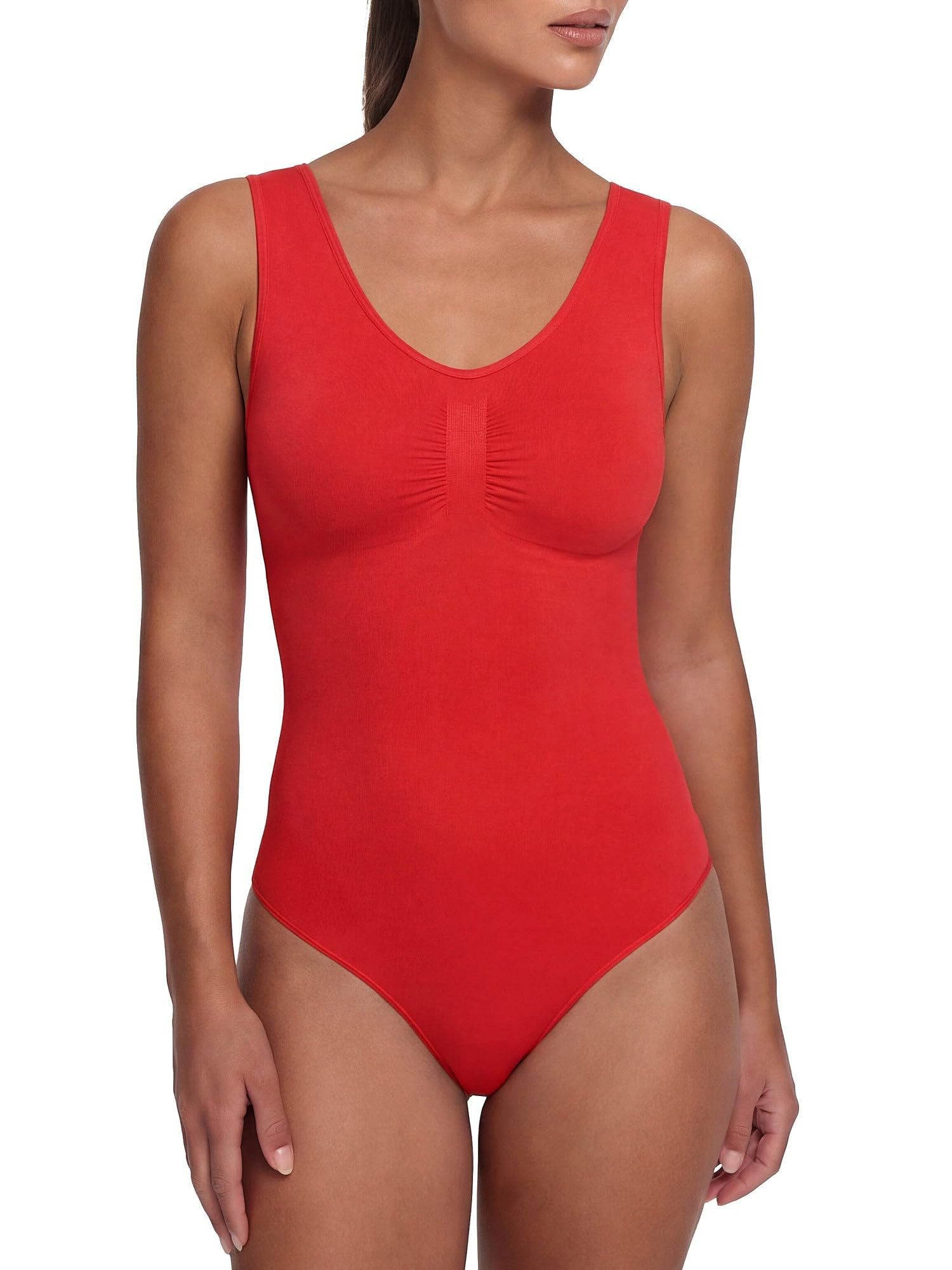 cfab by creamy fabrics Miederbody Tank Bodysuit Sculpting Shapewear mit Slip-Fire Red-M (1-tlg) Figurformend