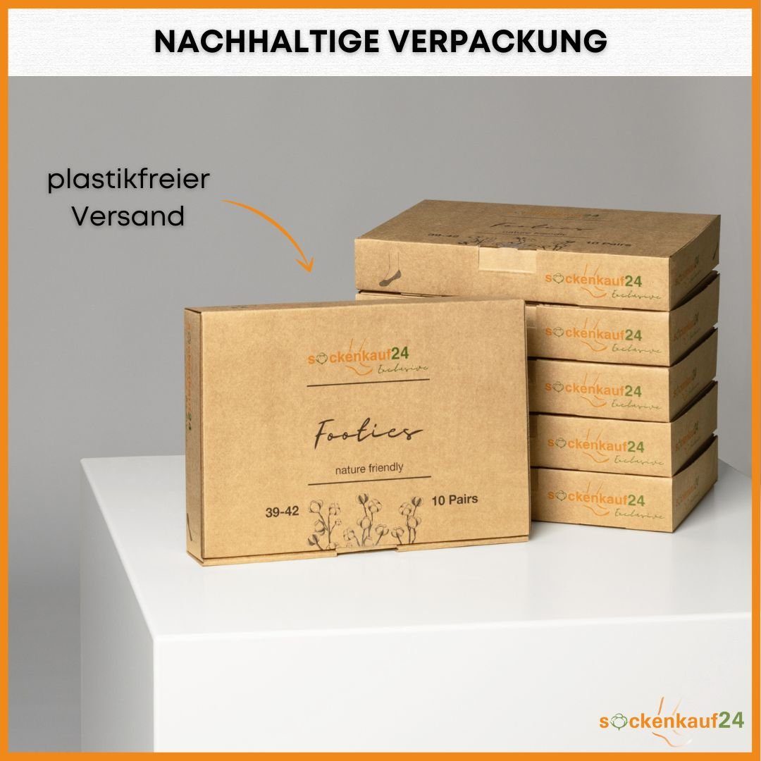 sockenkauf24 Füßlinge 10 Paar Füßlinge aus gekämmter Baumwolle Damen & Herren (Schwarz/Grau, 43-46) Sneaker Socken ohne drückende Naht (Exclusive Line) - 70103T WP