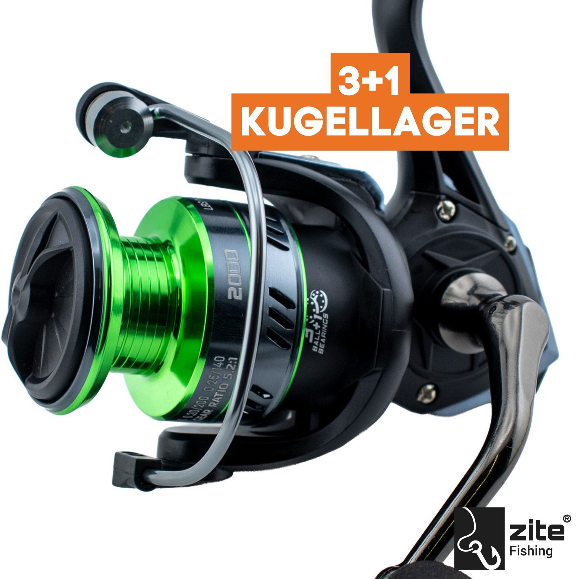 Zite Freilaufrolle Trout Reel 2000-3000 3+1 Kugellager je 2 Aluminiumspulen Angelrolle)