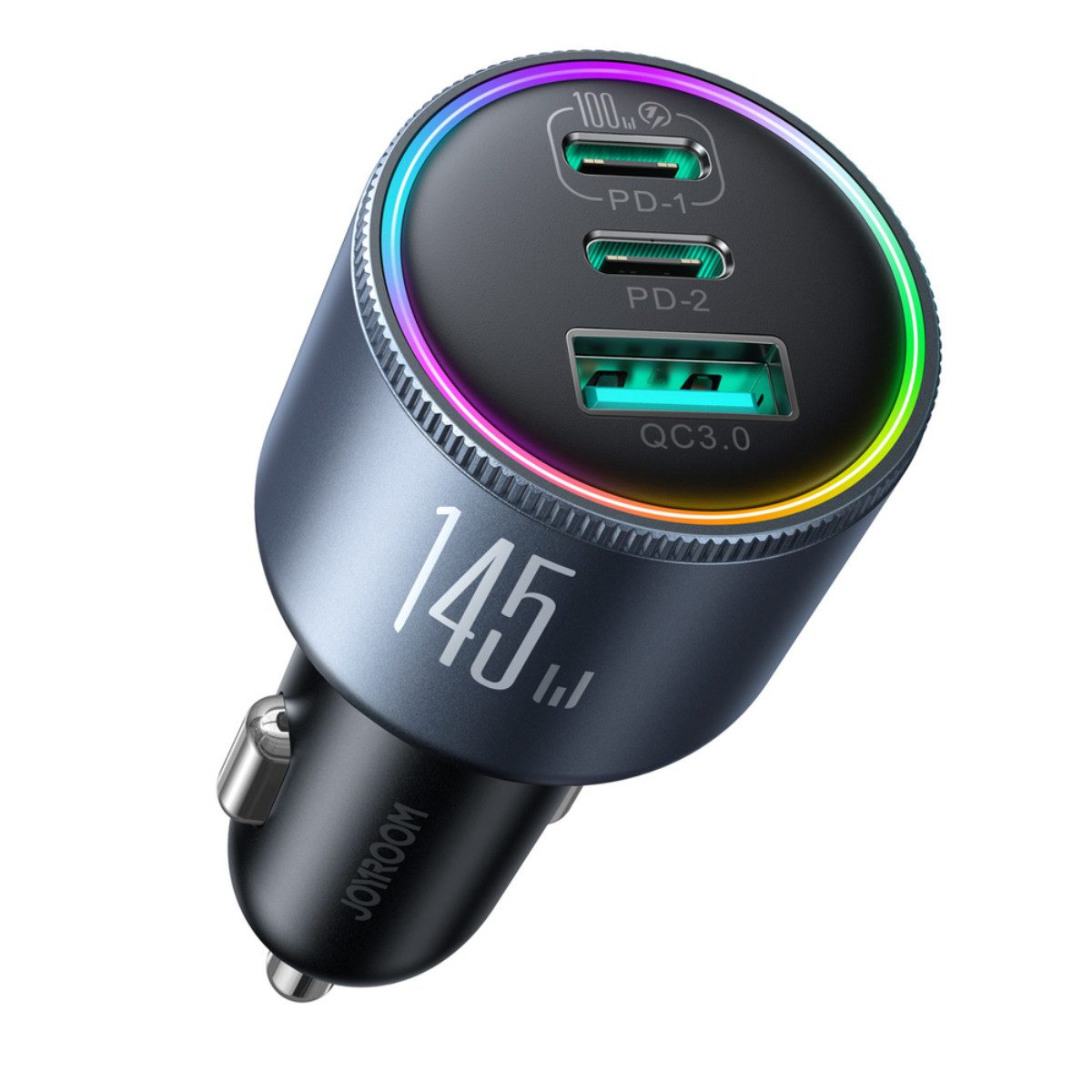 JOYROOM JR-CCN07 KFZ-Adapter USB-C Stecker zu USB-C Buchse, 145W Autoladegerät mit USB-C und USB-A für schnelles Laden