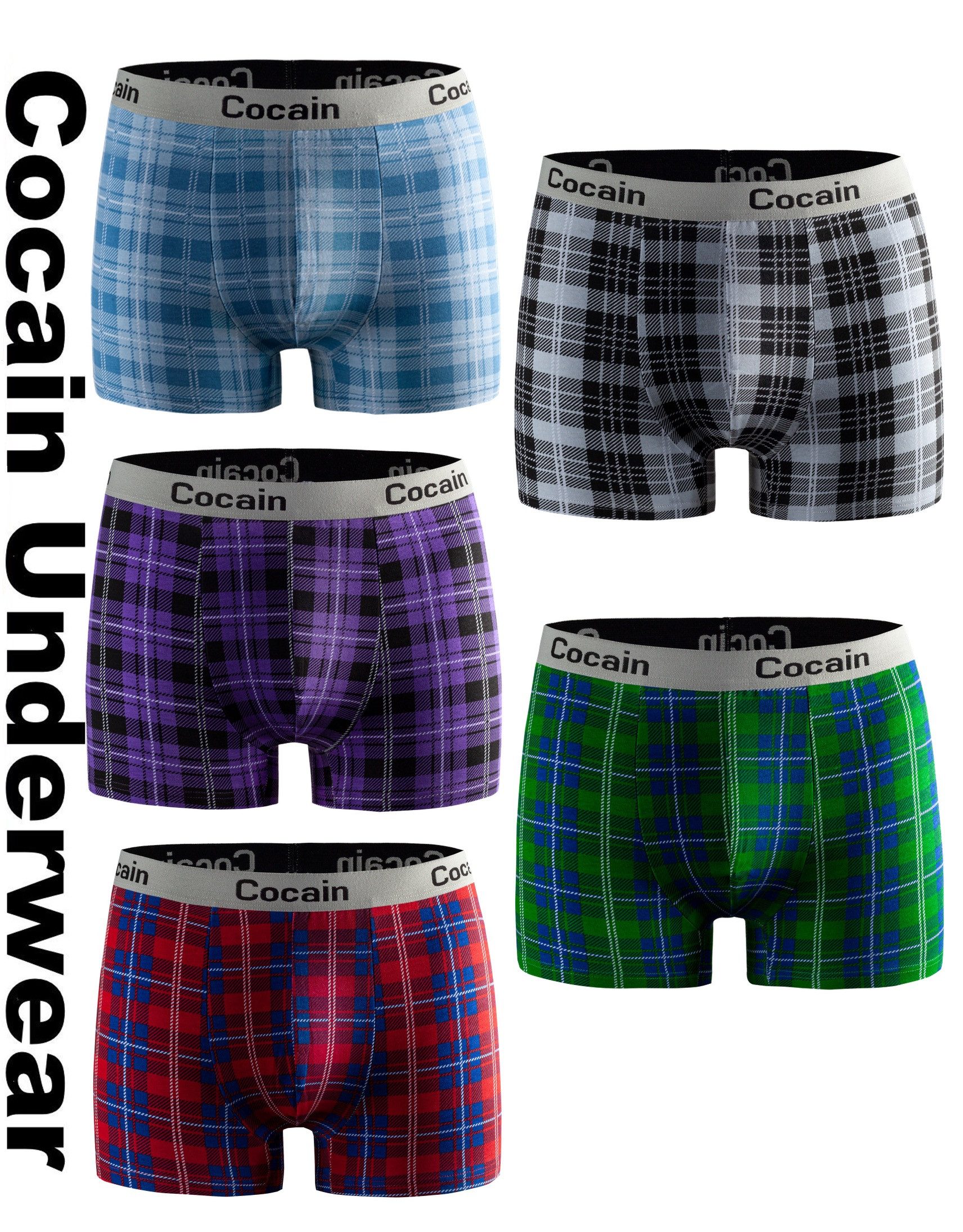 Boxershorts 5 Bunte Herren Boxer Baumwolle anliegende Pants Unterhose Boxershort
