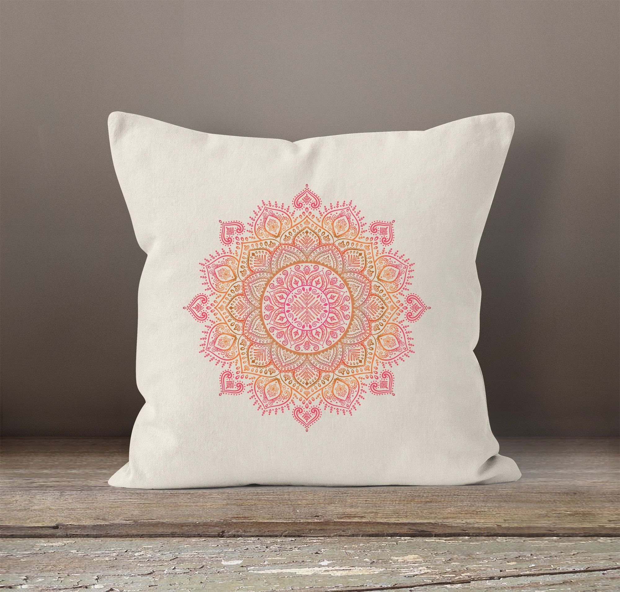 Autiga Dekokissen Kissenbezug Kissen-Hülle Mandala Autiga® Bohemian Baumwolle Boho Ethno natur 40x40