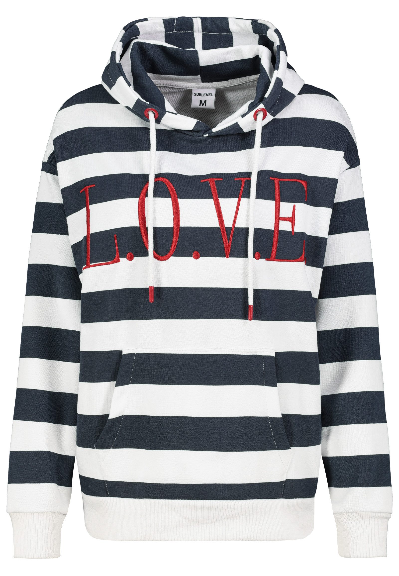 SUBLEVEL Hoodie Liebevoll bestickter Streifenlook mit günstig online kaufen