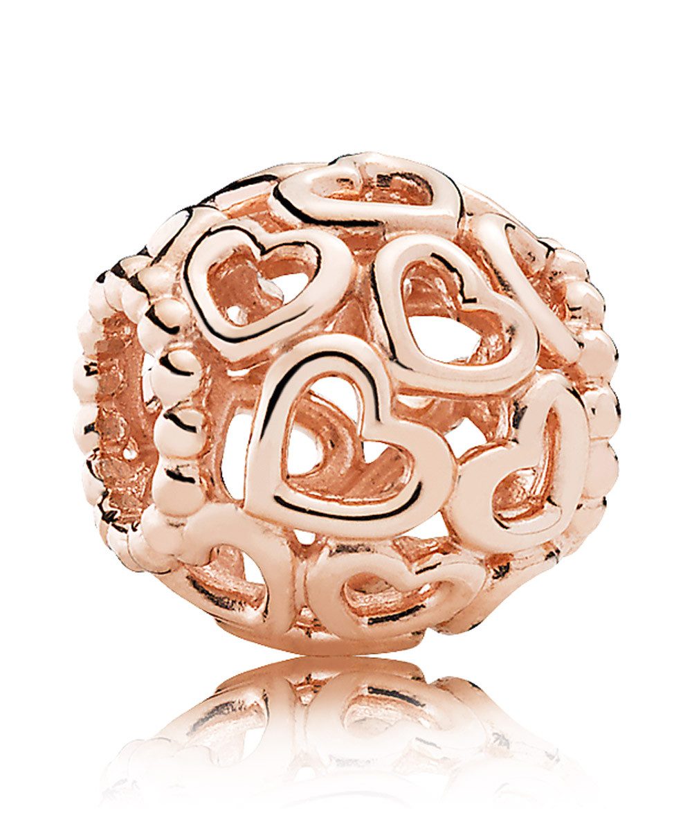 Runder Anhänger Charm Herzstrudel Rosé