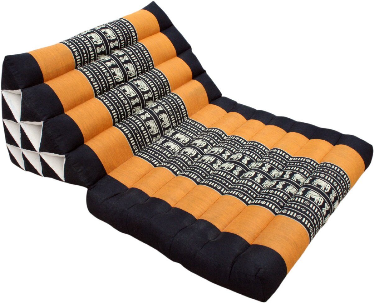 schwarz/orange Thaikissen, Kapok, Tagesbett.. Guru-Shop Sitzkissen Dreieckskissen,