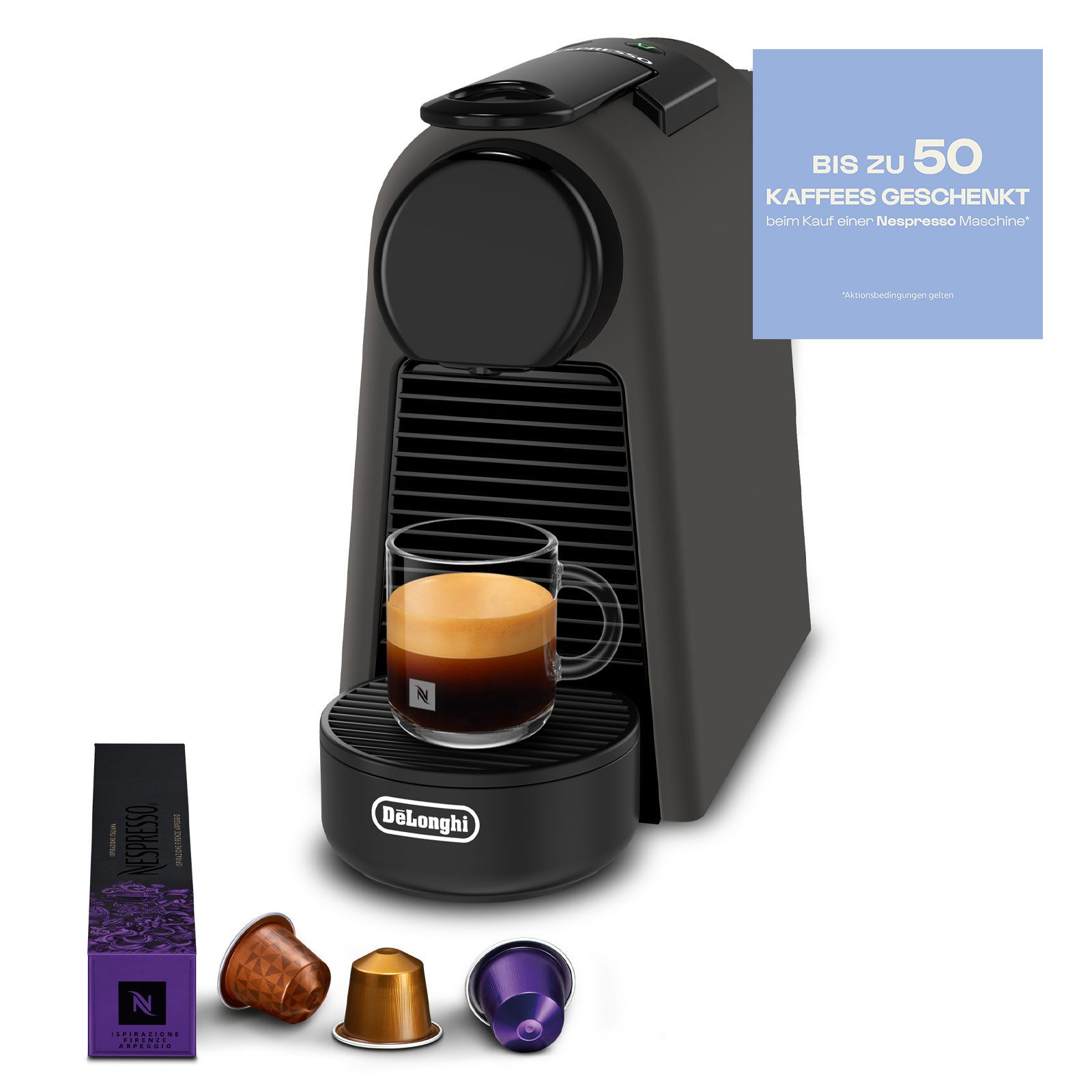 De'Longhi Kapselmaschine EN85.BKMT, Automatische Kapselmaschine, Kompakt, 19 Bar, Inklusive Willkommensset