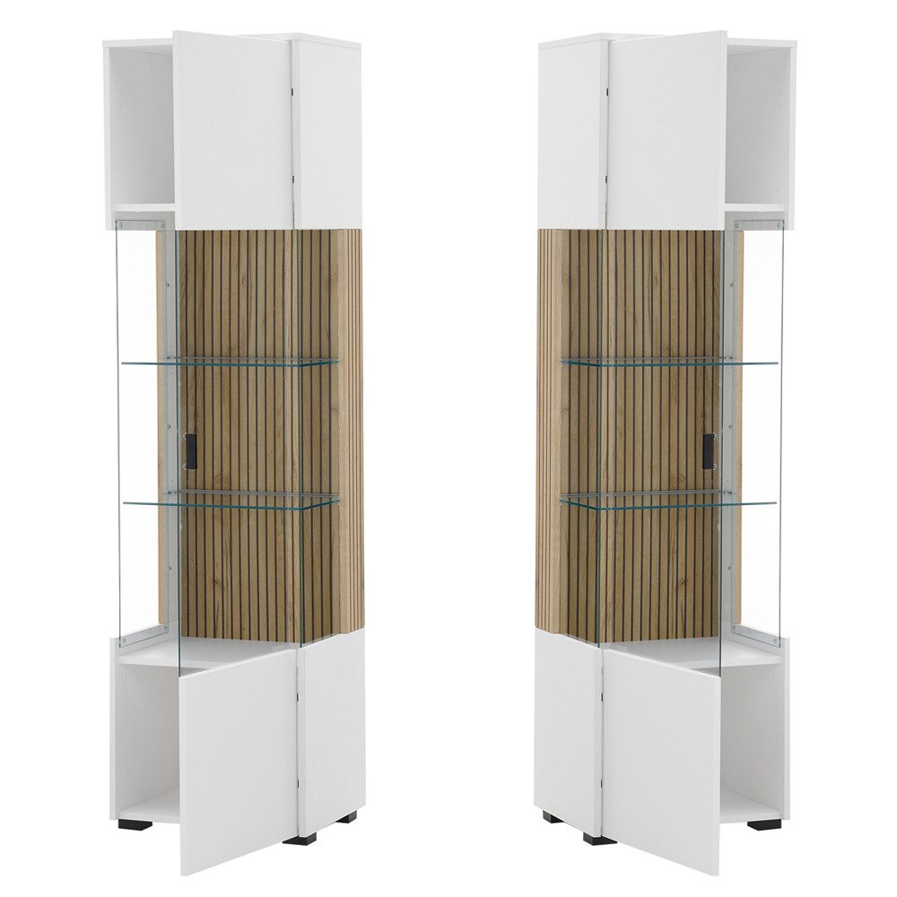 Lomadox Vitrine HUNTER-61 Glasvitrine Vitrinenschrank Standvitrine weiß mat günstig online kaufen