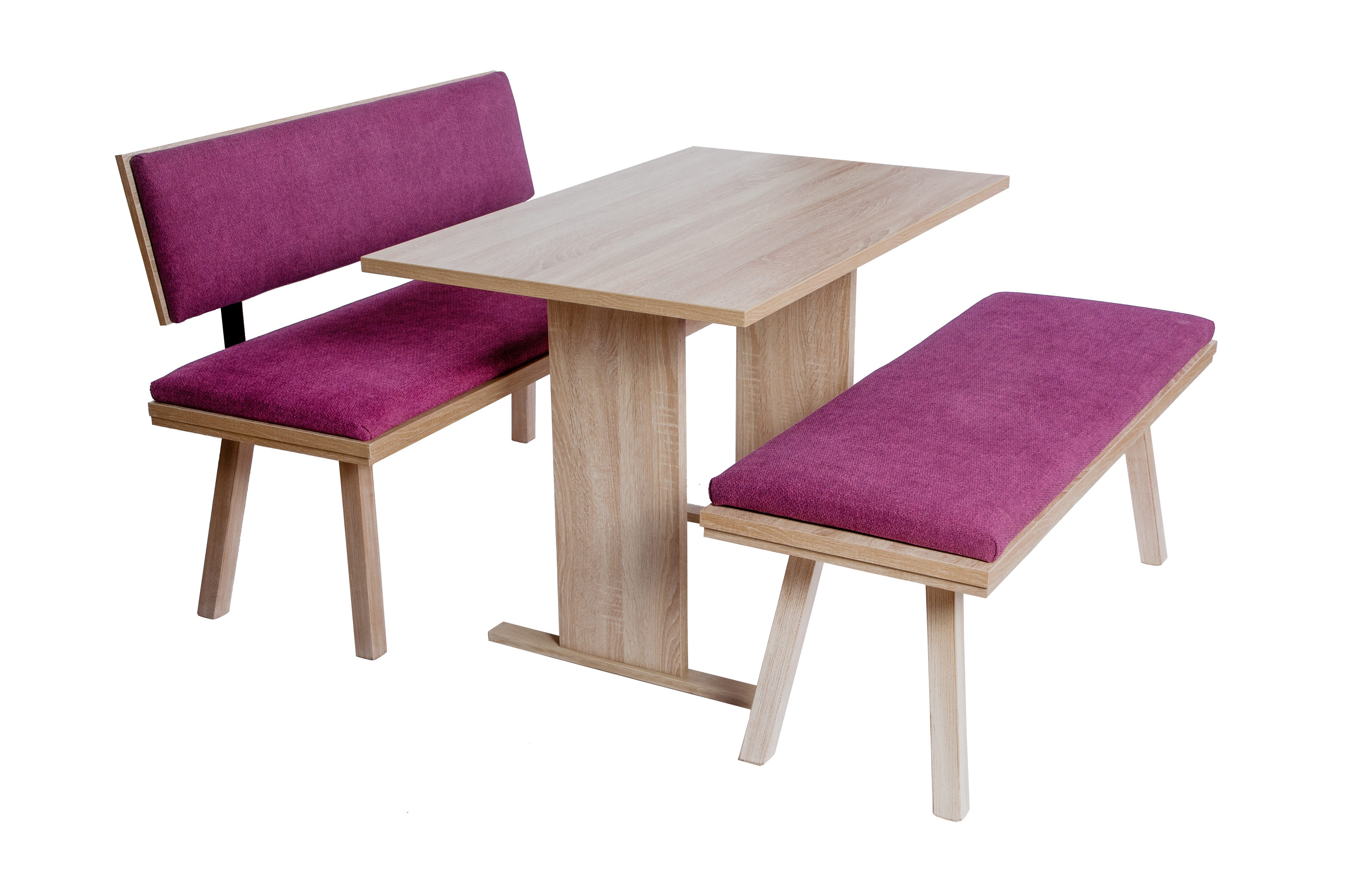 kundler home Eckbankgruppe 'Die Zeitlose' für Esszimmer oder Küche mit Säulentisch, (3er Set), bestehend aus 1 Esszimmerbank mit Lehne, 1 Sitzbank, 1 Tisch