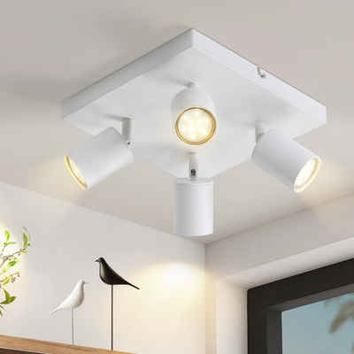 ZMH LED Deckenstrahler Deckenspot GU10 Deckenlampe Spots 4 Flammig 330°Schwenkbar, ohne Leuchtmittel, Industrial Wandstrahler für Wohnzimmer Schlafzimmer, Weiß