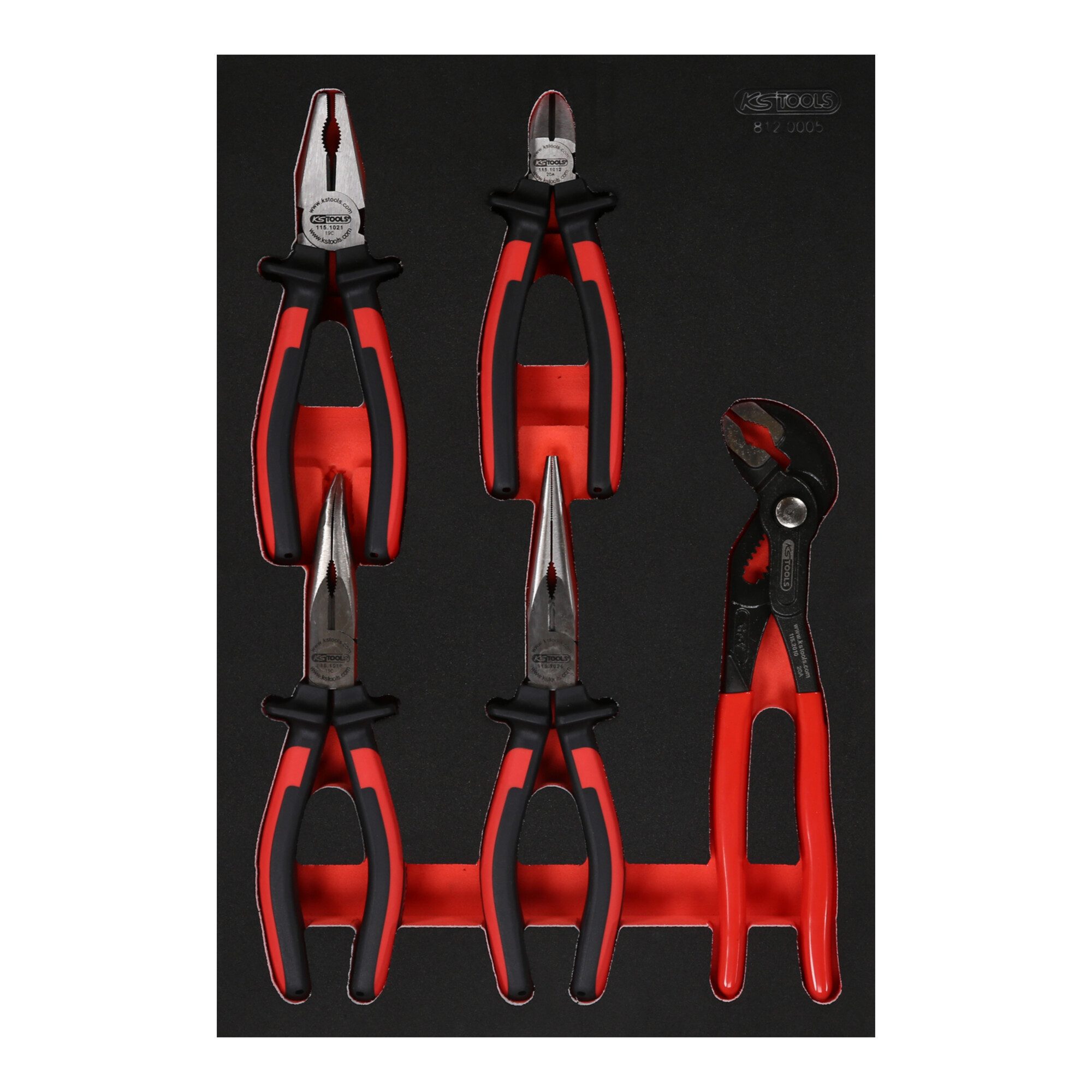 KS Tools Zangenset KS Tools Zangen-Satz in Schaumstoffeinlage, 5-tlg
