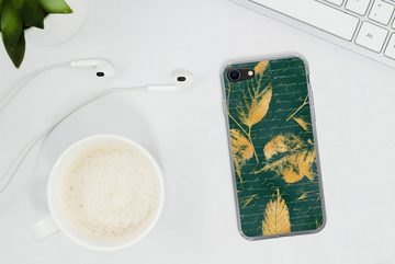 MuchoWow Handyhülle Blätter - Gold - Grün, Handyhülle Apple iPhone 8, Smartphone-Bumper, Print, Handy Schutzhülle