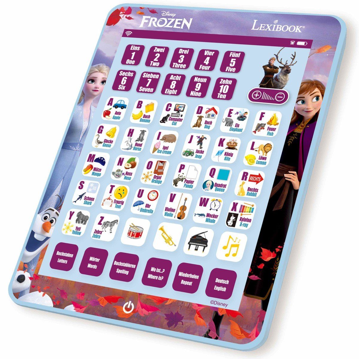 Lexibook® Lernspielzeug Disney Die Eiskönigin Bilinguales Lerntablett mit Alphabet Elsa Anna