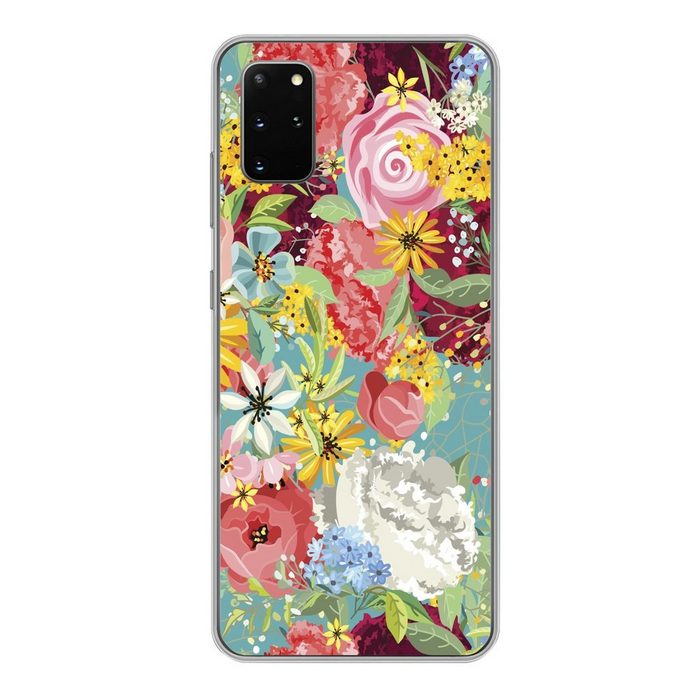 MuchoWow Handyhülle Eine farbenfrohe Illustration mit Blumenmuster Phone Case Handyhülle Samsung Galaxy S20 Plus Silikon Schutzhülle