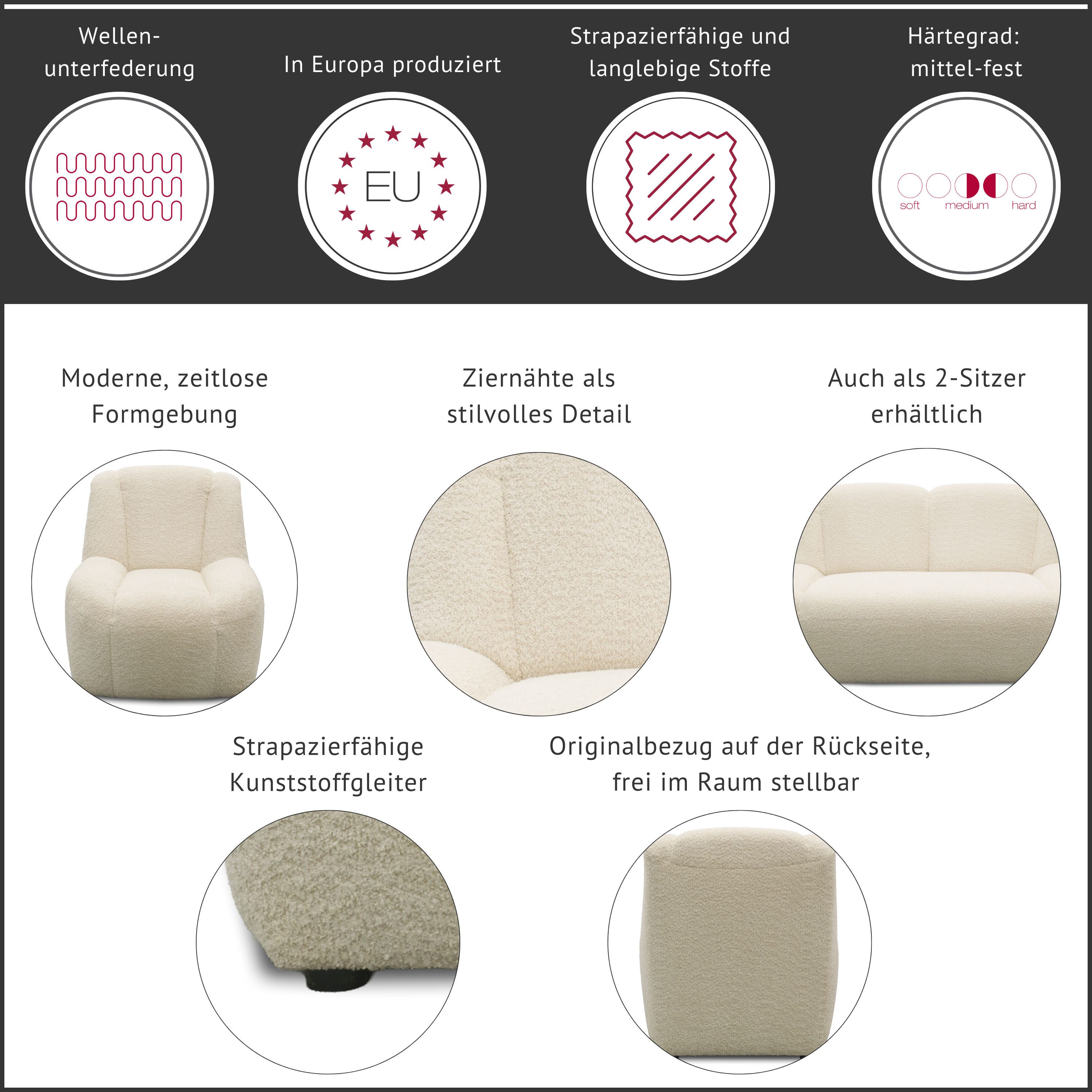 DOMO collection Sessel Ryos, organische Form, skulpturale Opik, cozy chic