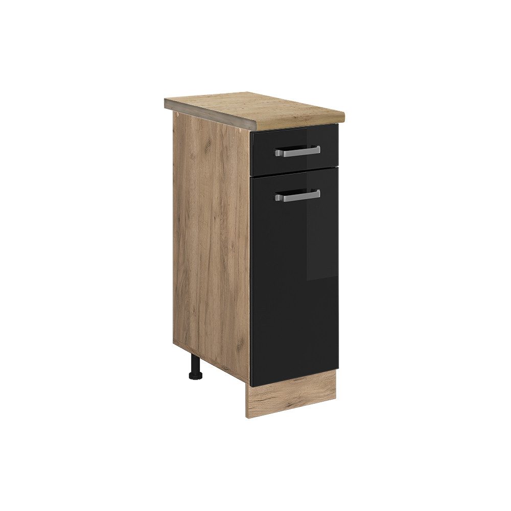 Vicco Unterschrank R-Line, Schwarz Hochglanz/Goldkraft Eiche, günstig online kaufen