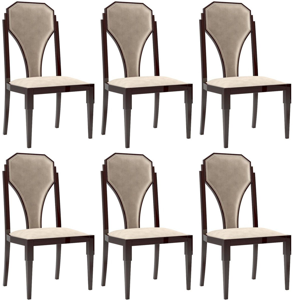 Esszimmer / Set Küchen Stühle - / 55 Casa - Esszimmerstuhl x Deco Esszimmer cm Edles Art Möbel Beige Set Dunkelbraun x Padrino Deco Stuhl Luxus Art H. 6er 55 Silber 110