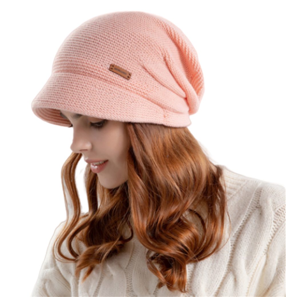 carefully selected Jerseymütze Warme Outdoor-Mütze mit breiter Krempe für Damen zum Radfahren Rosa