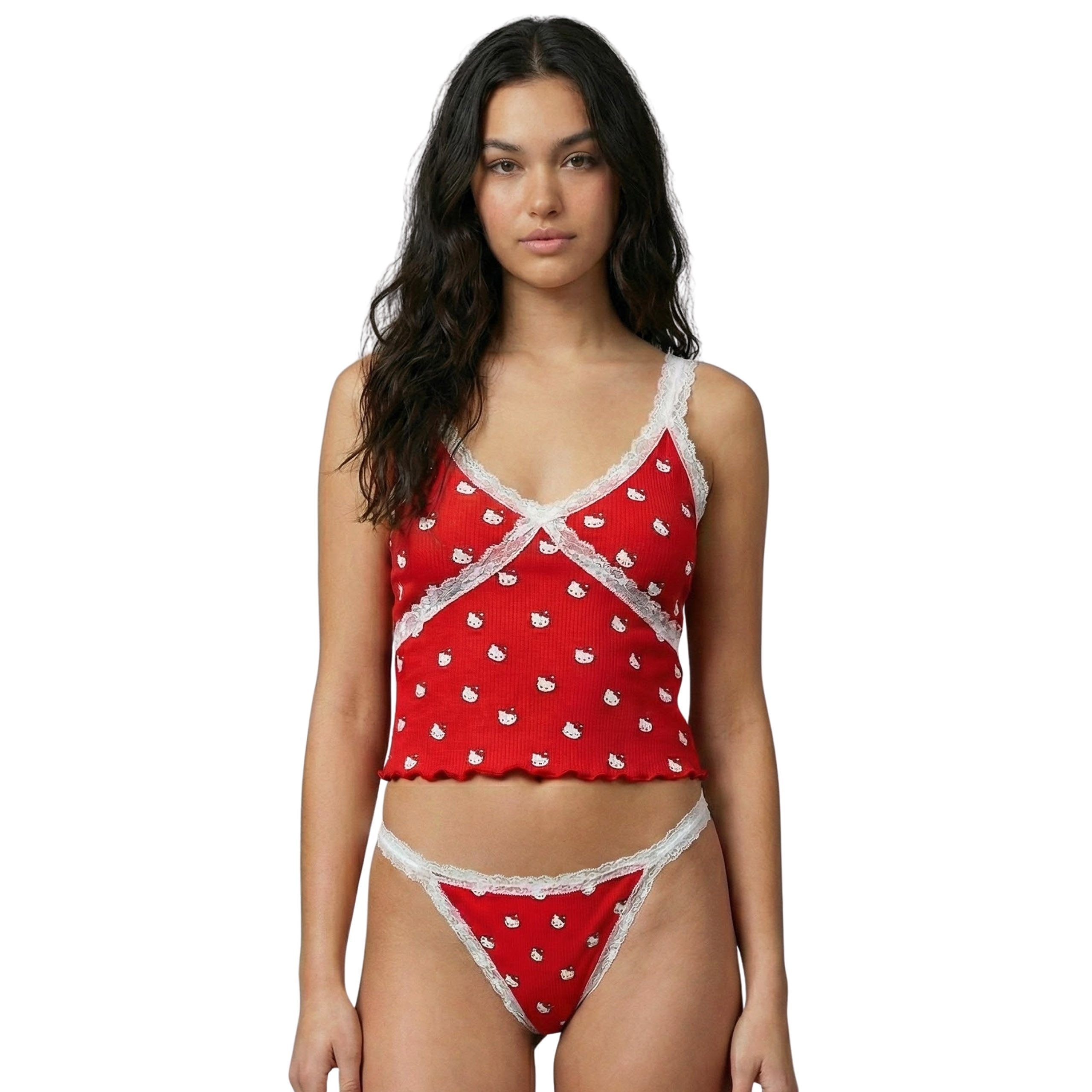 Hello Kitty Pyjama Hello Kitty Unterwäsche-Set – Trägertop und String