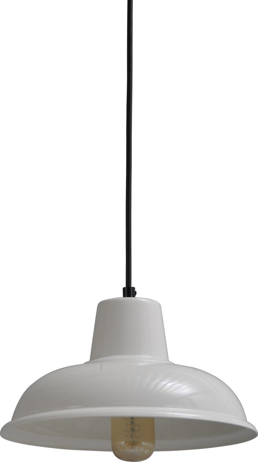 Licht-Erlebnisse Pendelleuchte DI PANNA, ohne Leuchtmittel, Hängelampe Küche Esszimmer Weiß Schwarz E27 Ø 26 cm Metall Industrie