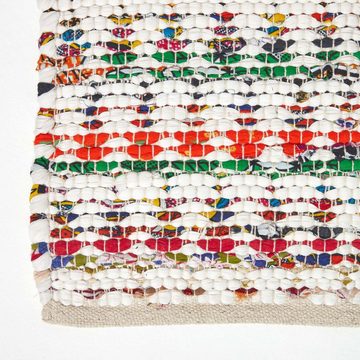 Teppich Bunter handgewebter Chindi-Teppich aus Baumwolle, 66 x 200 cm, Homescapes, Höhe: 20 mm