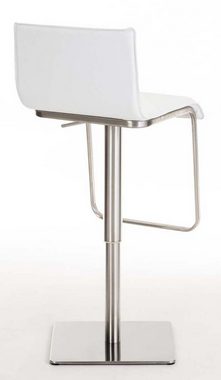 TPFLiving Barhocker Lima (Set, 2 St., mit Fußstütze - höhenverstellbar - Hocker für Theke & Küche), 360° drehbar - Edelstahl - Sitzfläche: Kunstleder Weiß