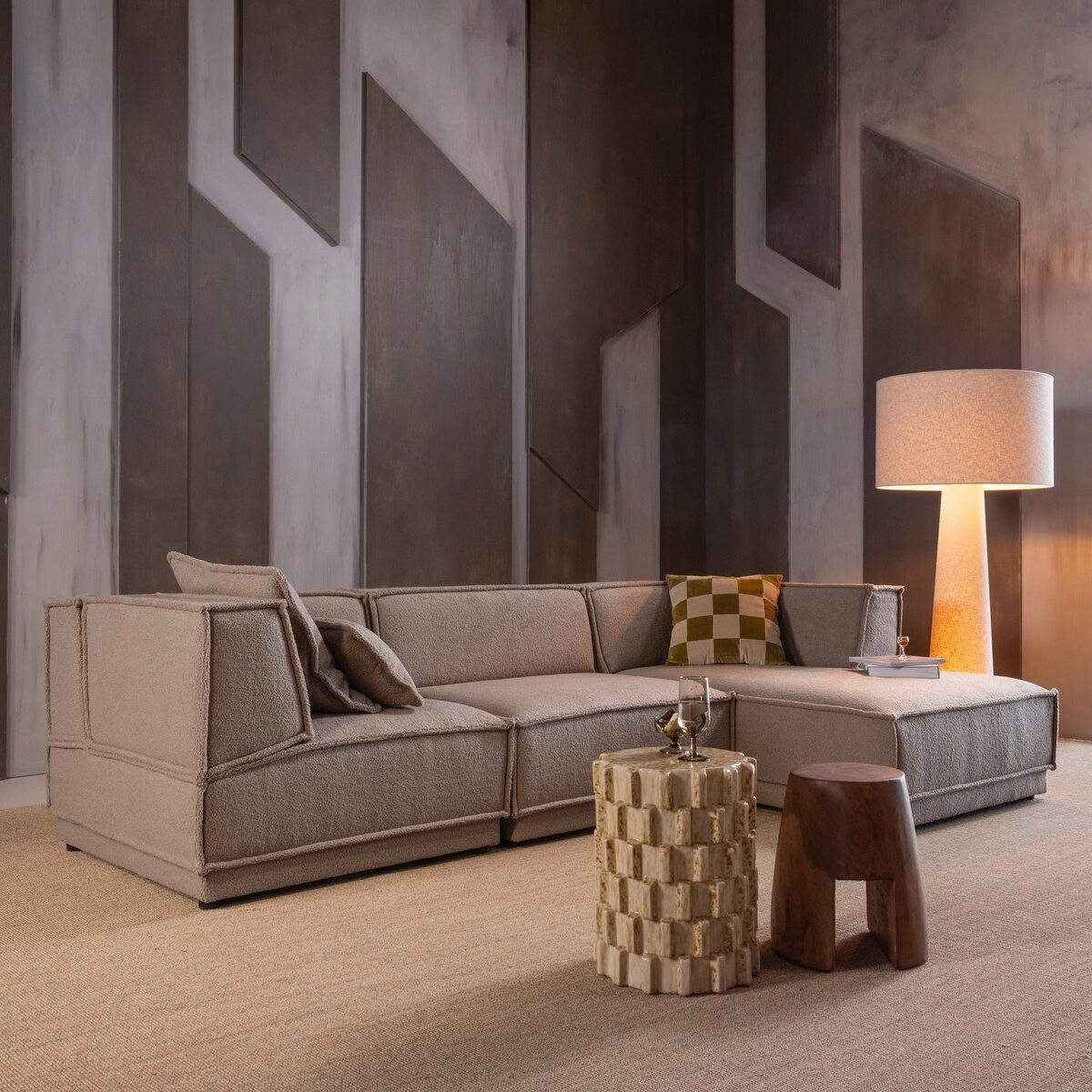 WOOOD Ecksofa, Geräumige Sitzfläche, bequem und weich gepolstert