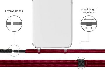 MyGadget Handyhülle Handykette für Apple iPhone 12 Pro Max, mit Handyband zum Umhängen Kordel Schnur Case Schutzhülle Wein Rot